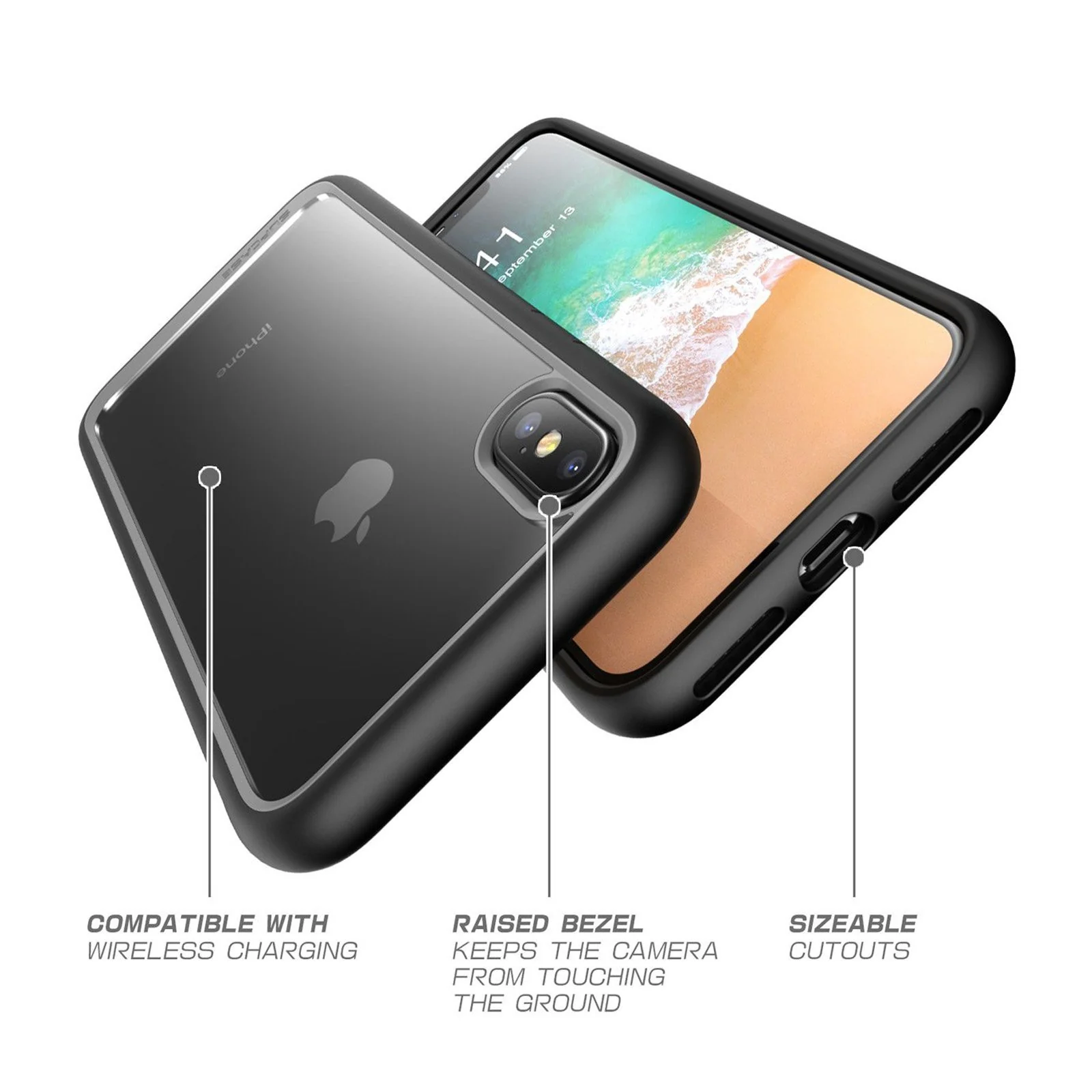 iPhone X / XS Unicorn Beetle Style Slim Clear Case-Black - Image 6