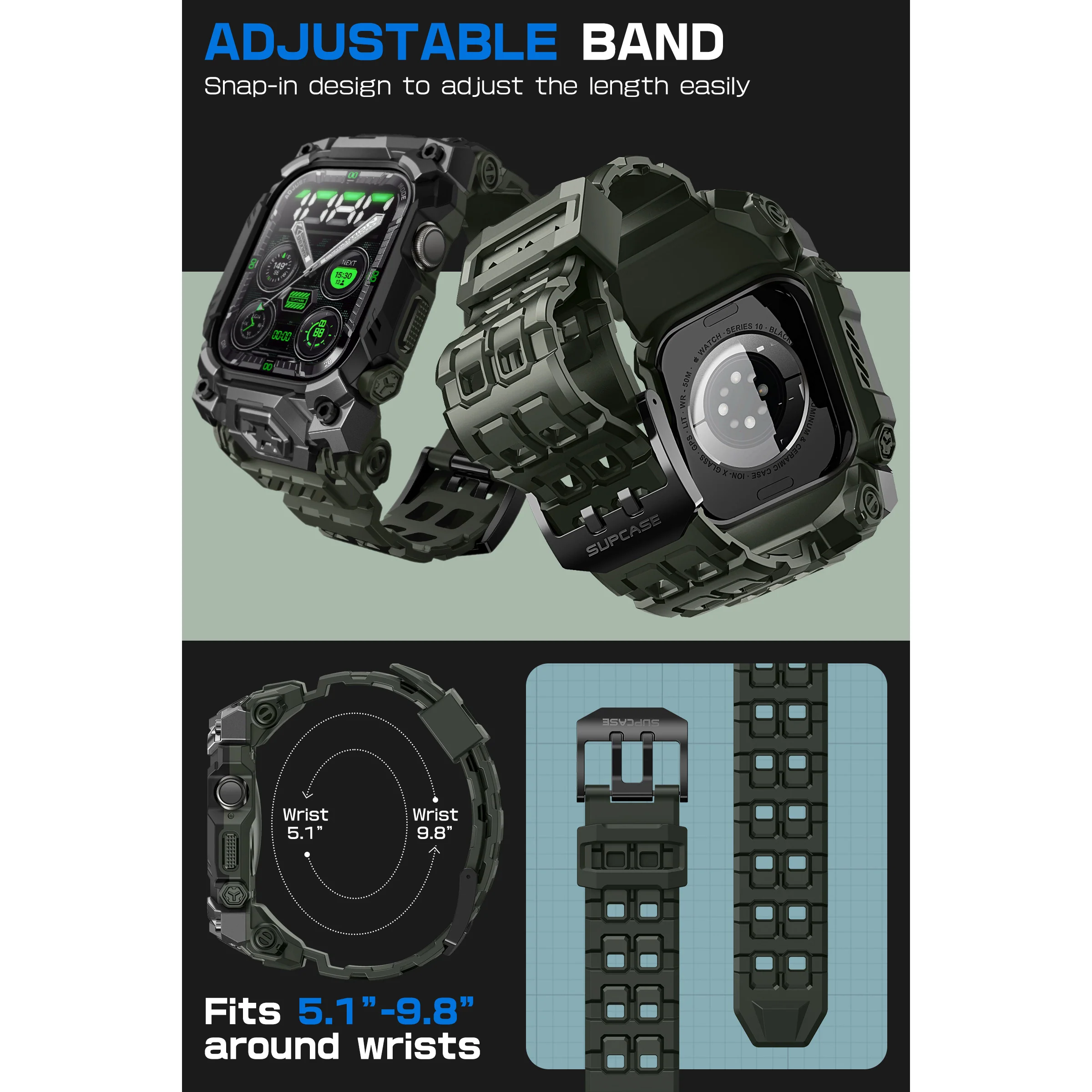 Apple Watch UB Ore Wristband Case (46mm)-Dark Green - Image 8