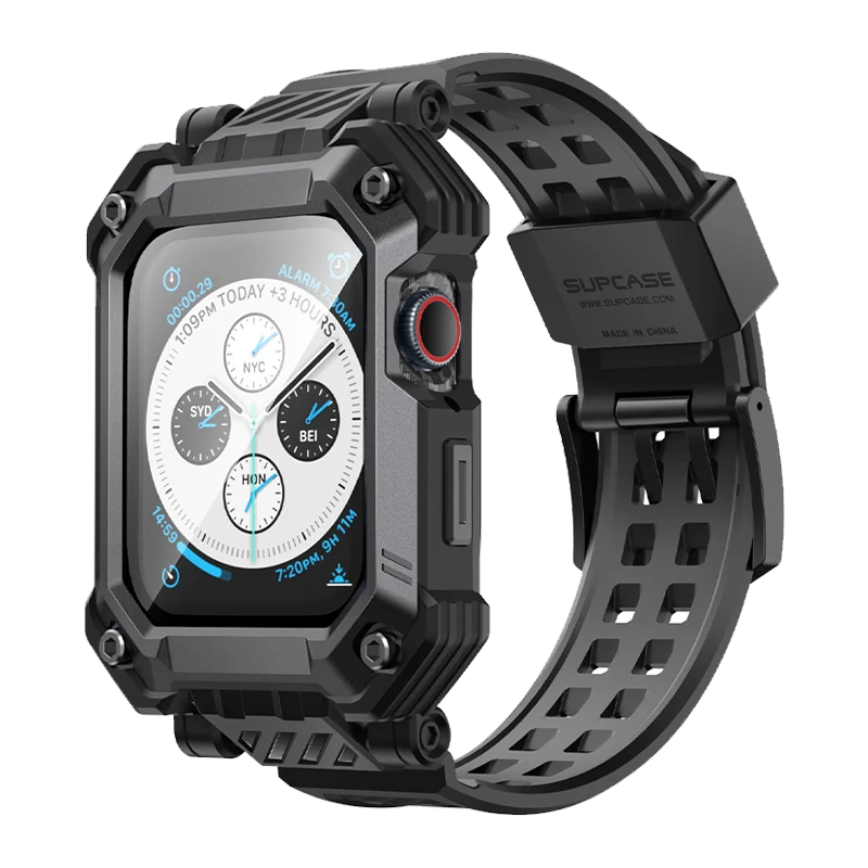Apple Watch Unicorn Beetle PRO GLASS Rugged Wristband Case with Tempered Glass Screen Protector 45mm(open box)-Black - Image 4