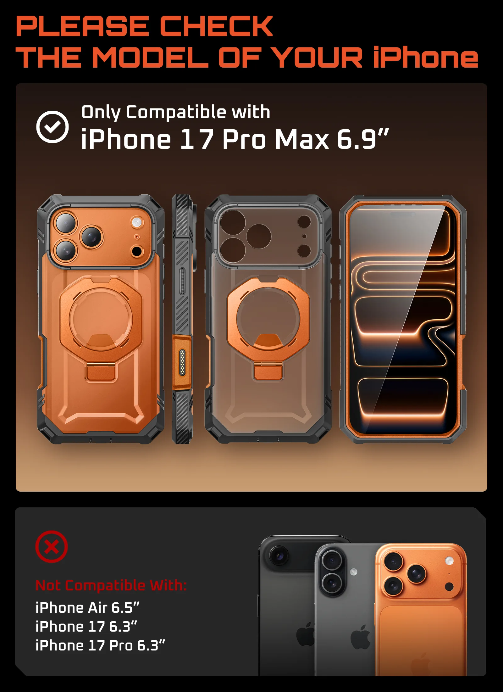 Bundle Sale - MagFlip Wallet with Stand (Black) & iPhone 17 Pro Max UB GRIP PRO Series Phone Case (Coral) - Image 8