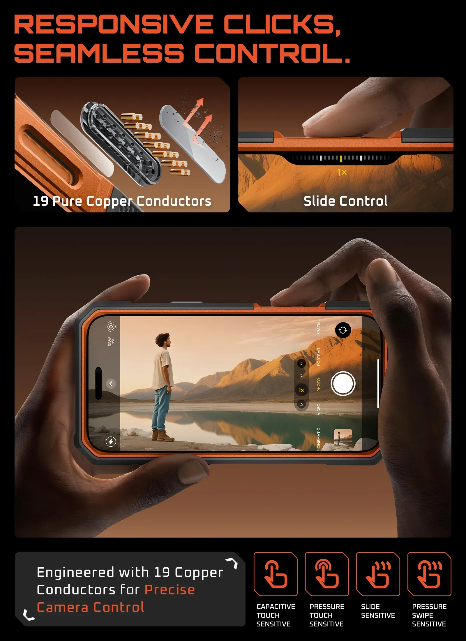 Bundle Sale - MagFlip Wallet with Stand (Black) & iPhone 17 Pro Max UB GRIP PRO Series Phone Case (Coral) - Image 9