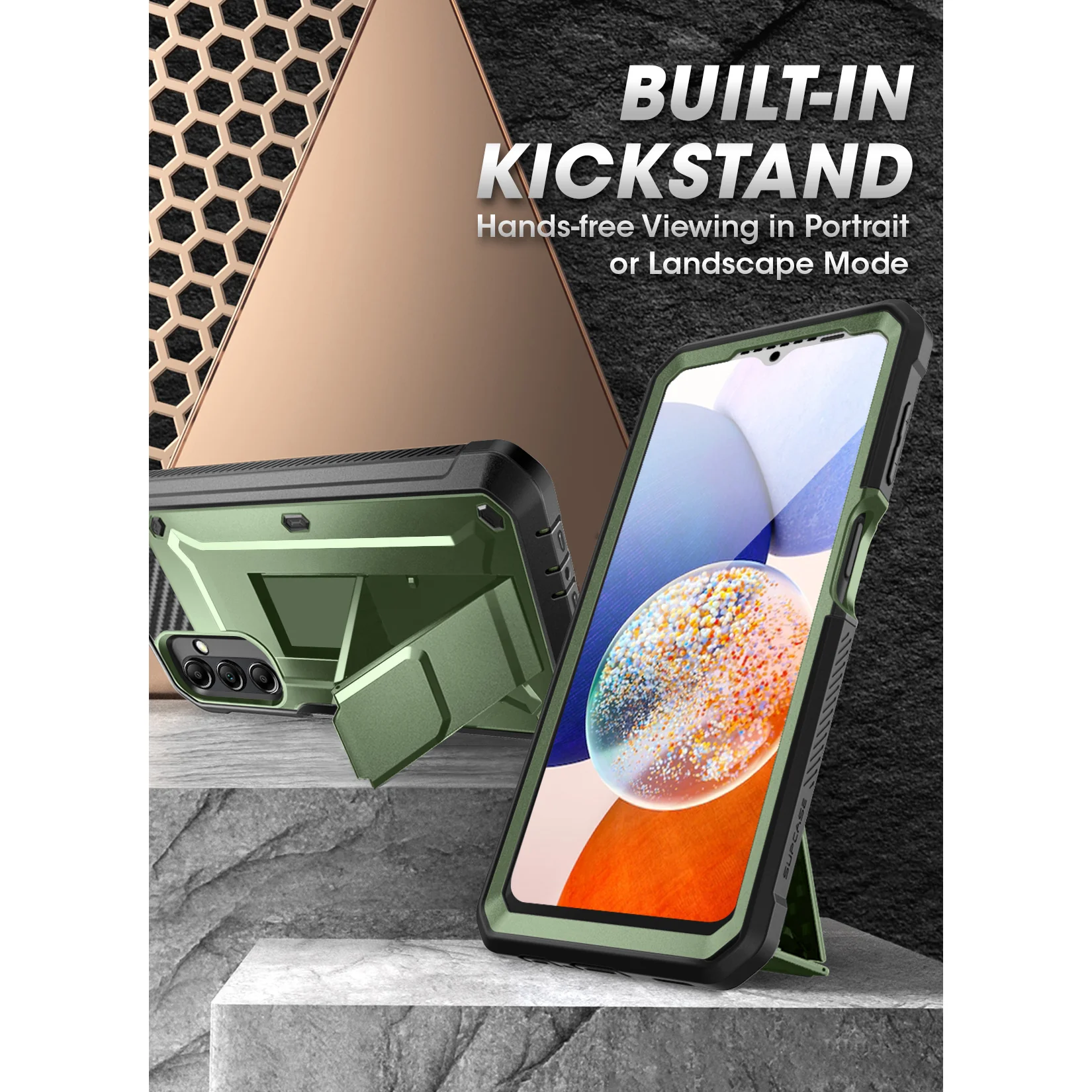 Galaxy A14 Unicorn Beetle Pro Rugged Holster Case-Dark Green - Image 5