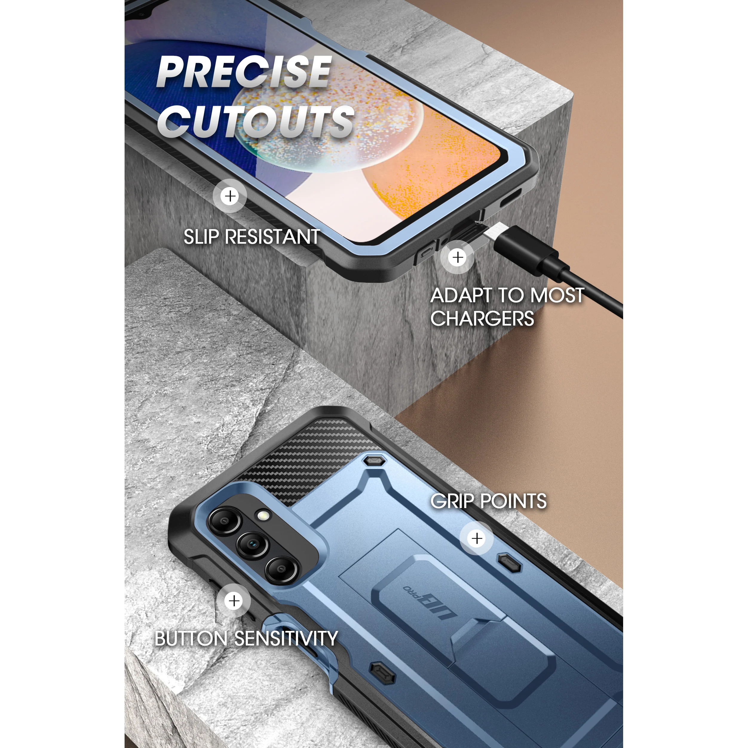 Galaxy A14 Unicorn Beetle Pro Rugged Holster Case-Metallic Blue - Image 10
