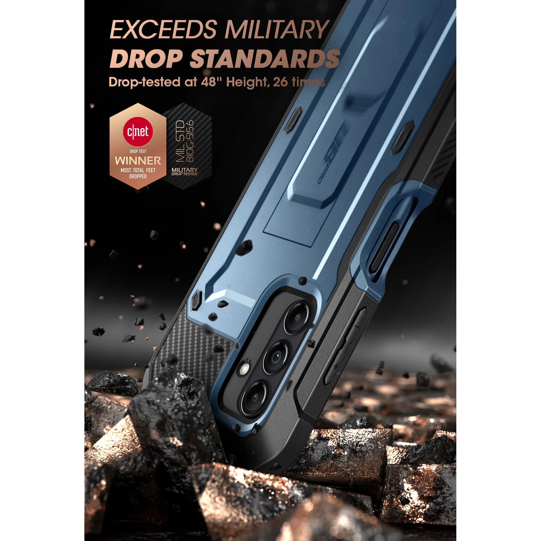 Galaxy A14 Unicorn Beetle Pro Rugged Holster Case-Metallic Blue - Image 4