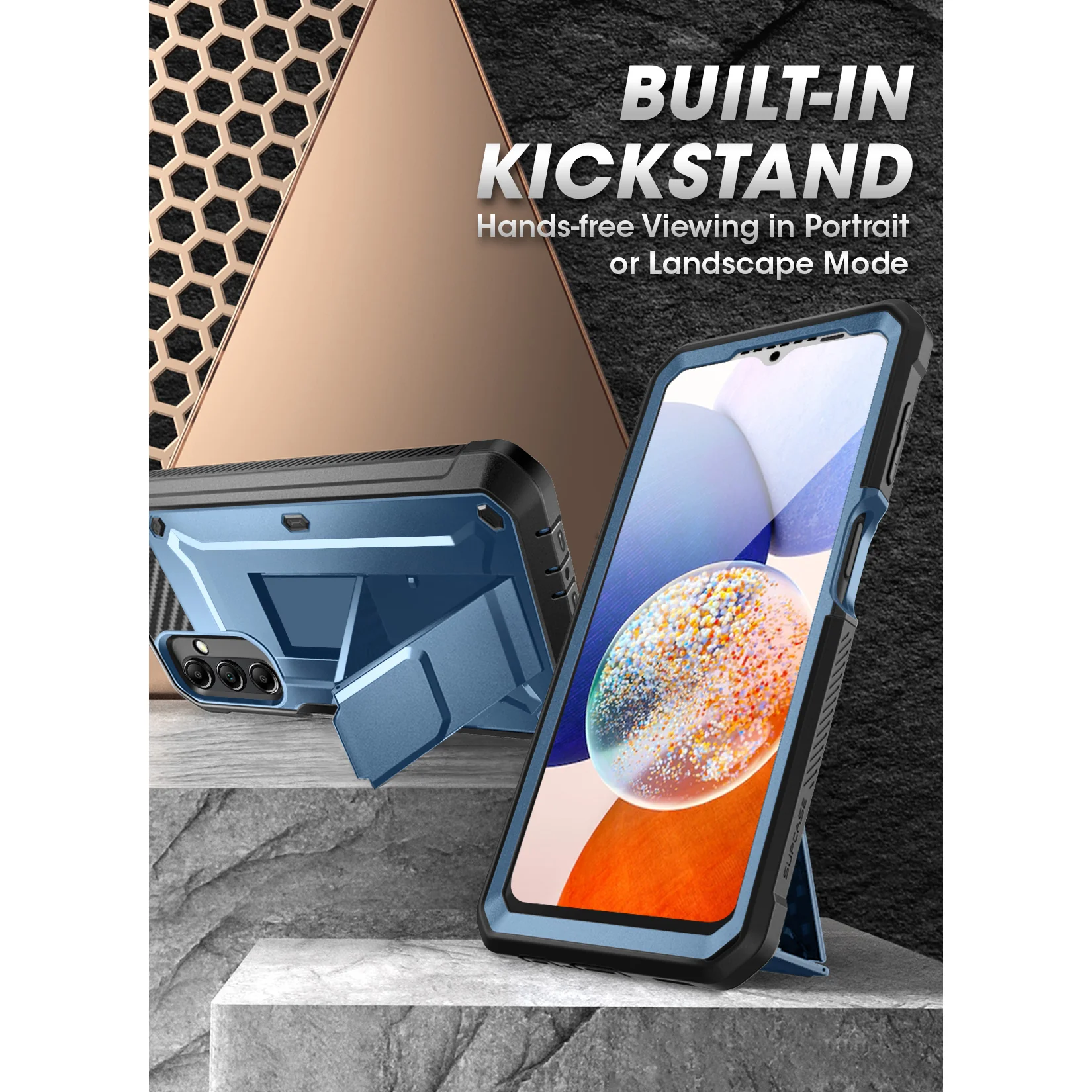 Galaxy A14 Unicorn Beetle Pro Rugged Holster Case-Metallic Blue - Image 5
