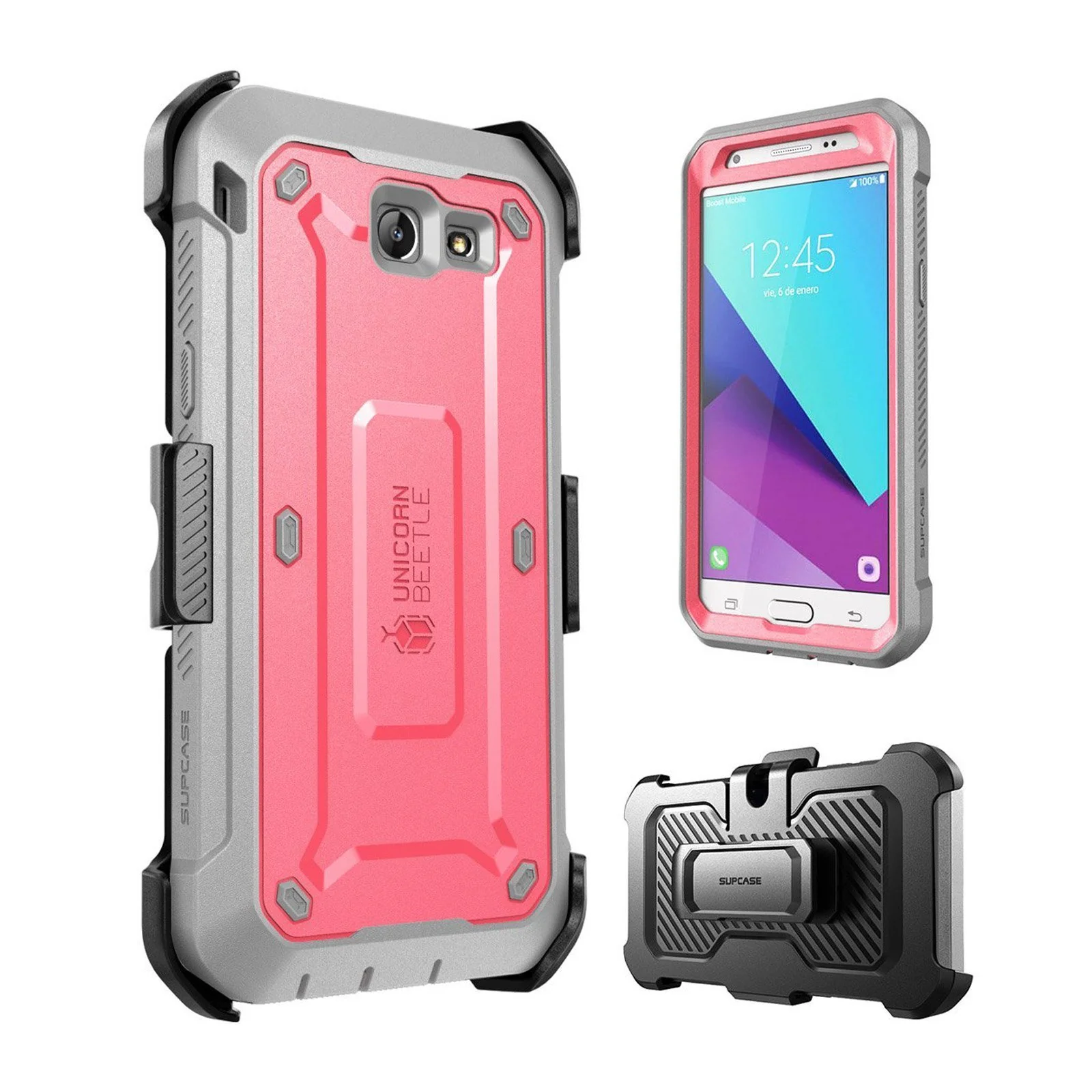 Galaxy J3 Emerge Unicorn Beetle Pro Full Body Rugged Holster Case-Pink - Image 3
