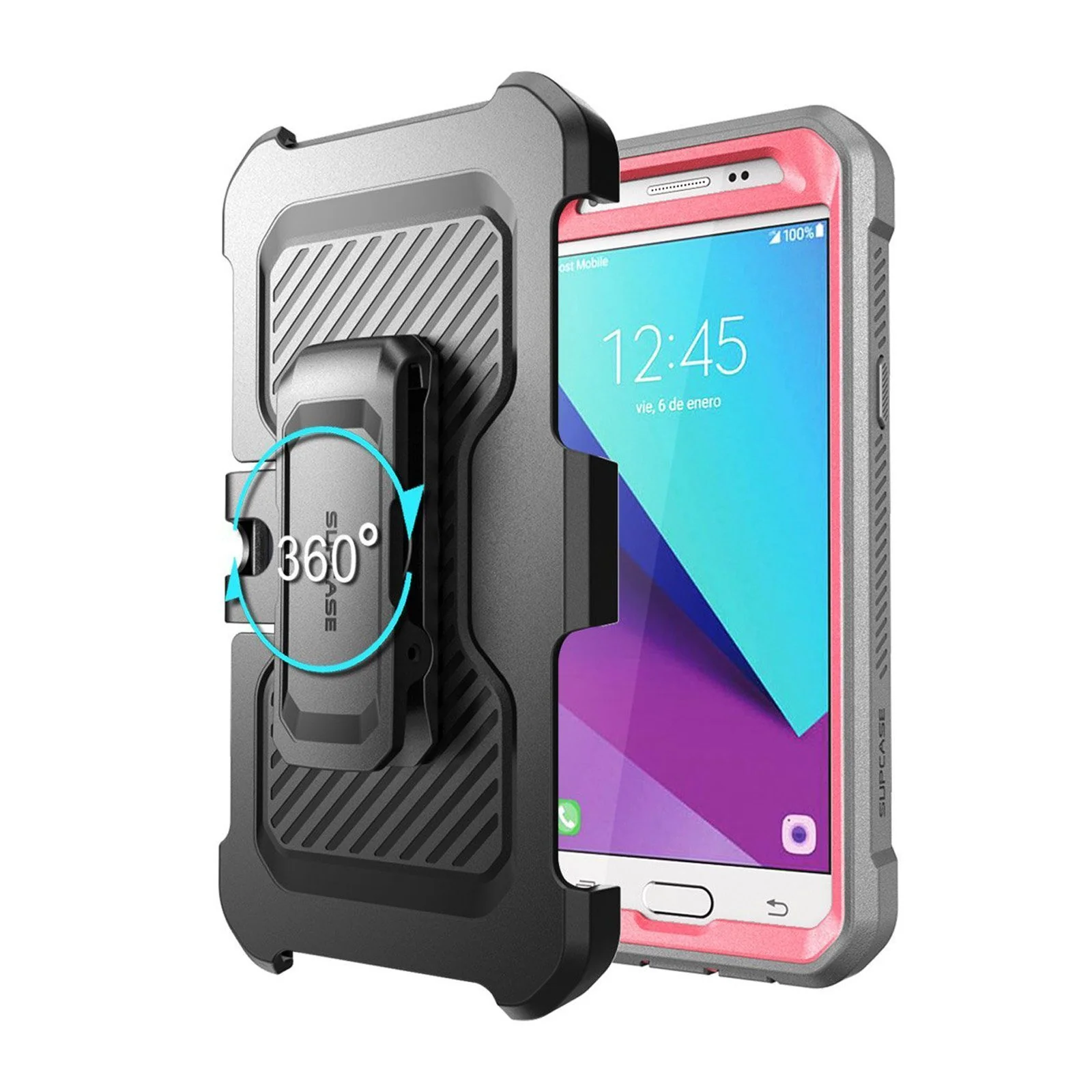 Galaxy J3 Emerge Unicorn Beetle Pro Full Body Rugged Holster Case-Pink - Image 6