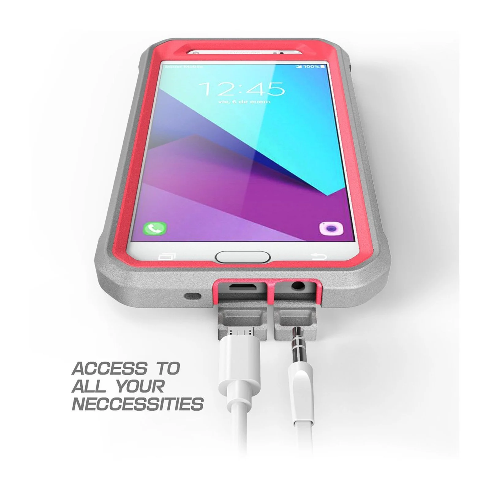 Galaxy J3 Emerge Unicorn Beetle Pro Full Body Rugged Holster Case-Pink - Image 7