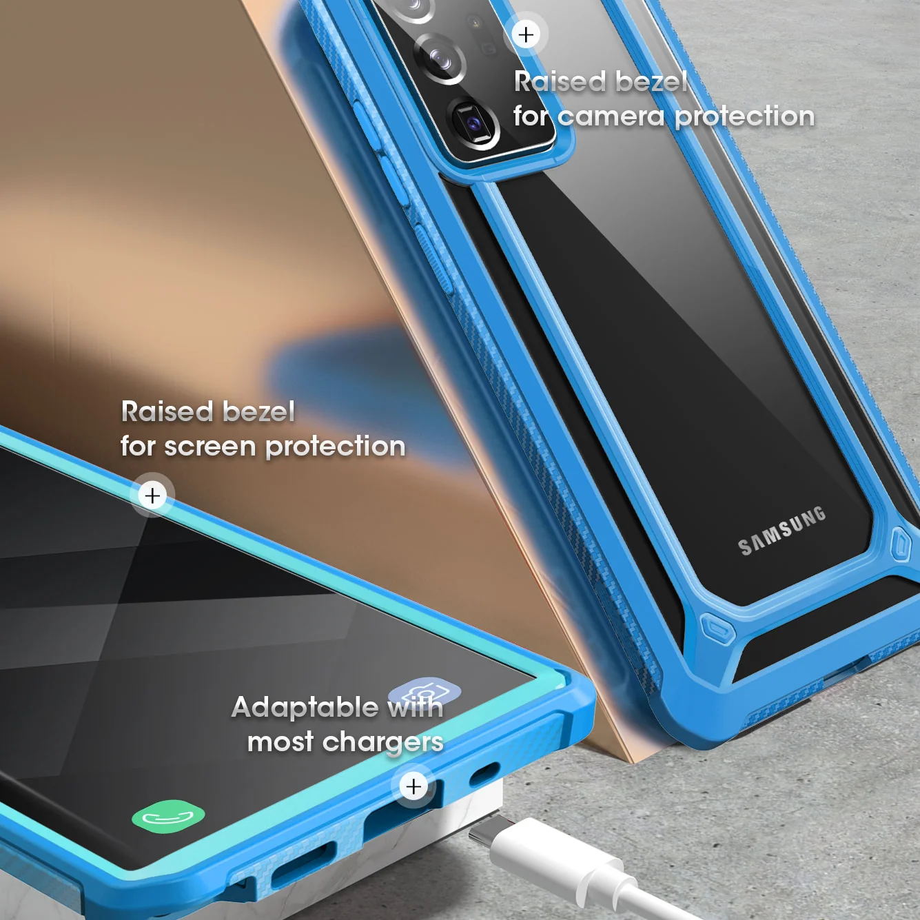 Galaxy Note20 Ultra Unicorn Beetle EXO Clear Case-Blue - Image 7