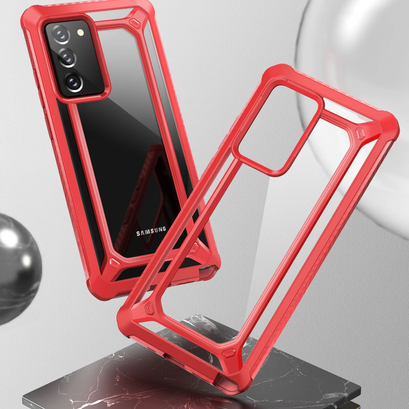 Galaxy Note20 Unicorn Beetle EXO Clear Case-Red - Image 4