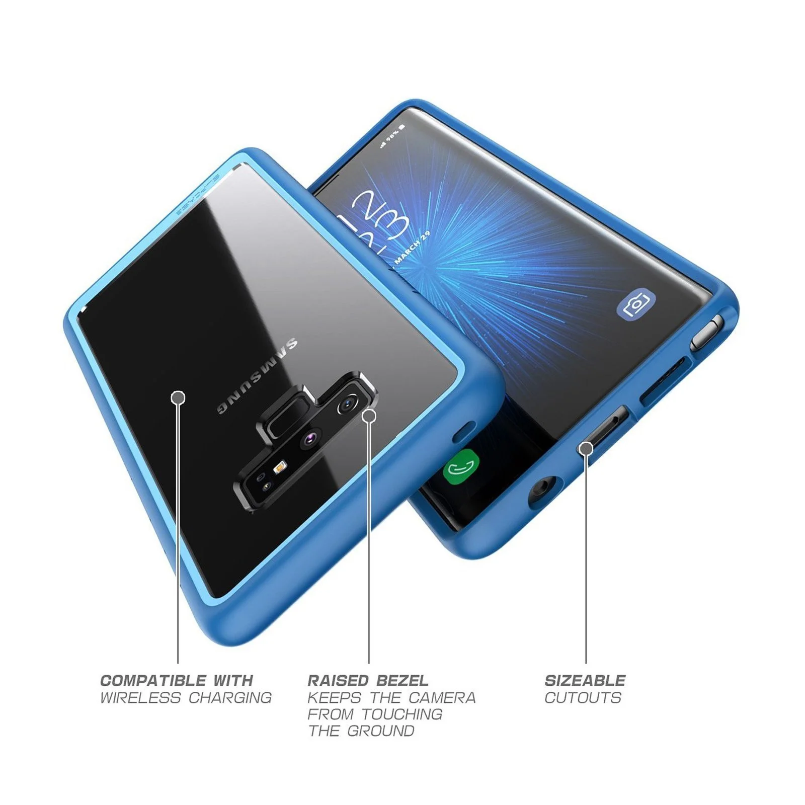 Galaxy Note9 Unicorn Beetle Style Slim Clear Case-Navy - Image 7
