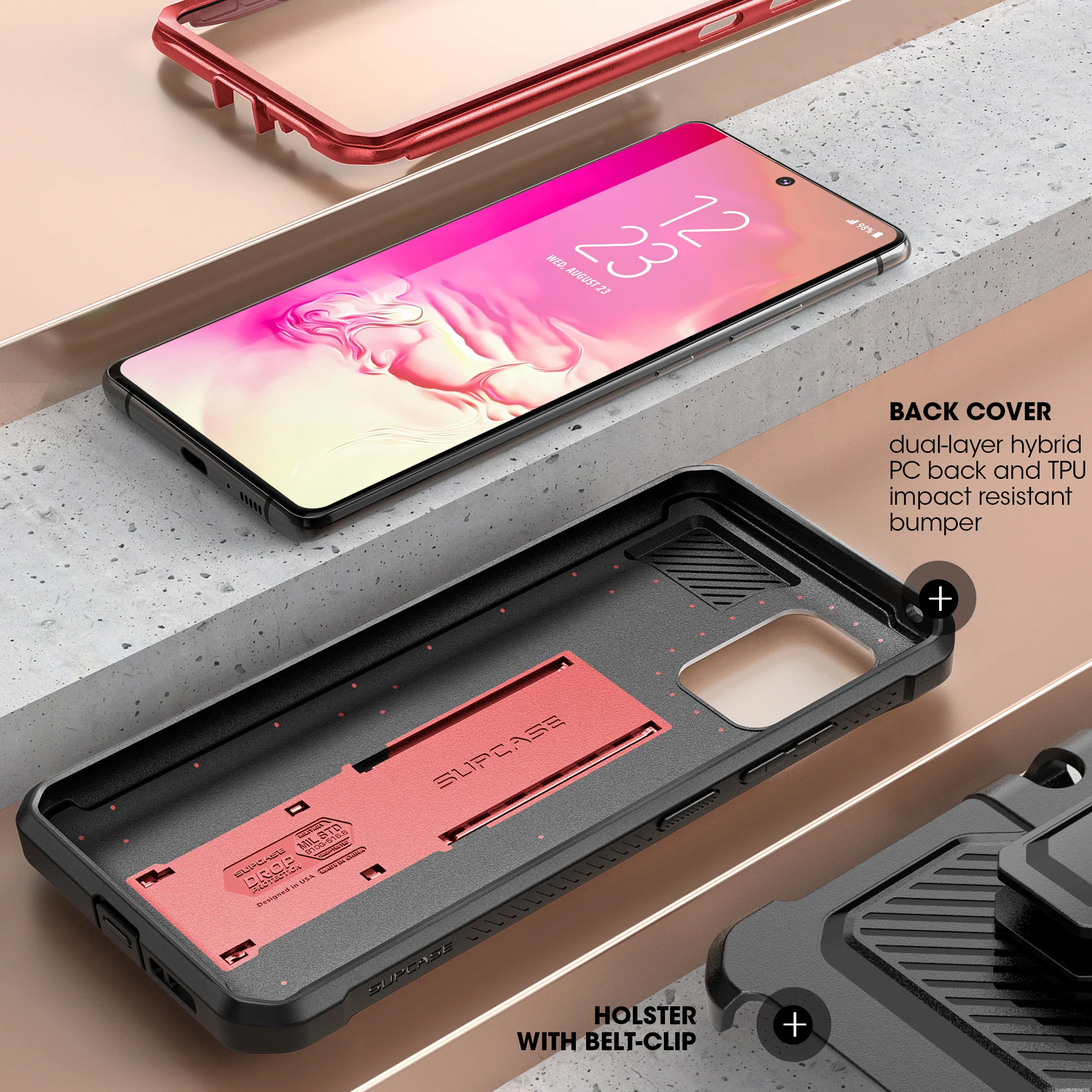 Galaxy S10 Lite Unicorn Beetle Pro Full Body Rugged Holster Case(open box)-Metallic Red - Image 5