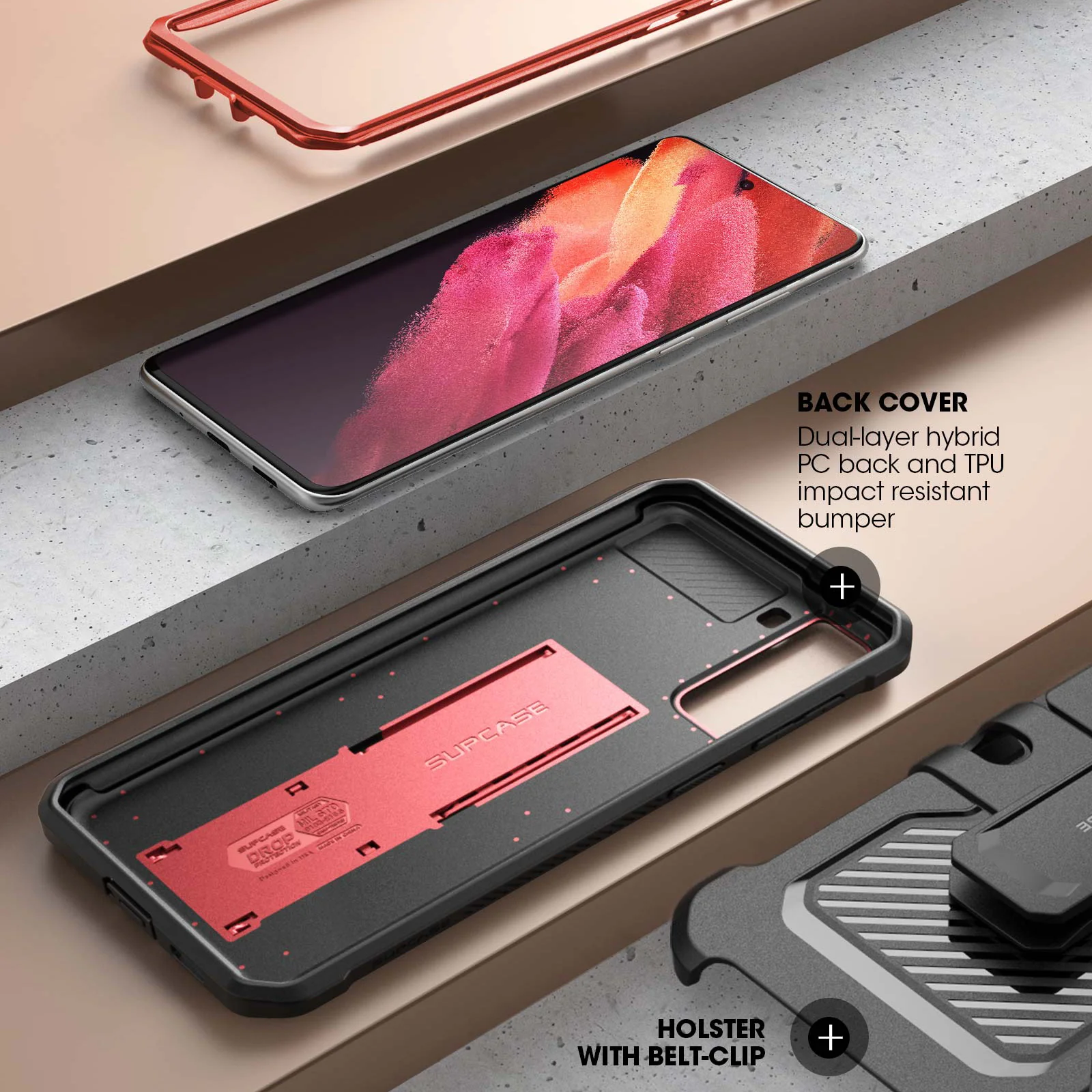 Galaxy S21 Plus Unicorn Beetle Pro Rugged Case(open box)-Metallic Red - Image 5