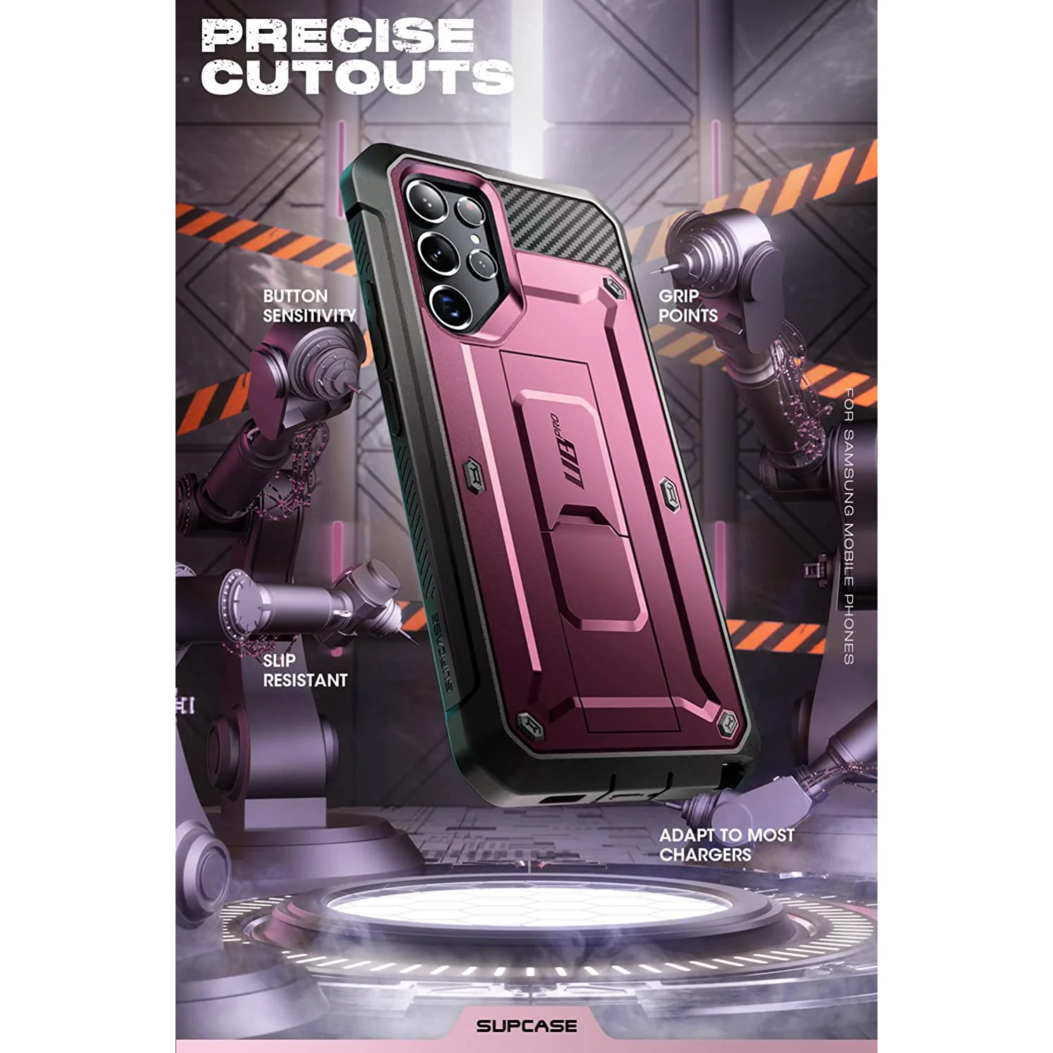 Galaxy S22 Ultra Unicorn Beetle PRO Screen Protector Case-Burgundy - Image 6