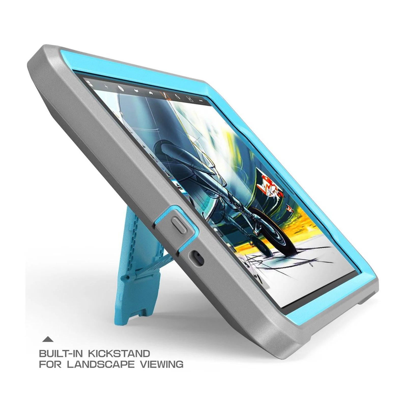 Galaxy Tab A 8.0 inch (2017) Unicorn Beetle Pro Rugged Case with Screen Protector and Kickstand-Blue - Image 2