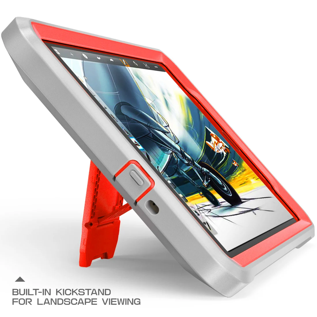 Galaxy Tab A 8.0 inch (2017) Unicorn Beetle Pro Rugged Case with Screen Protector and Kickstand-Red - Image 4