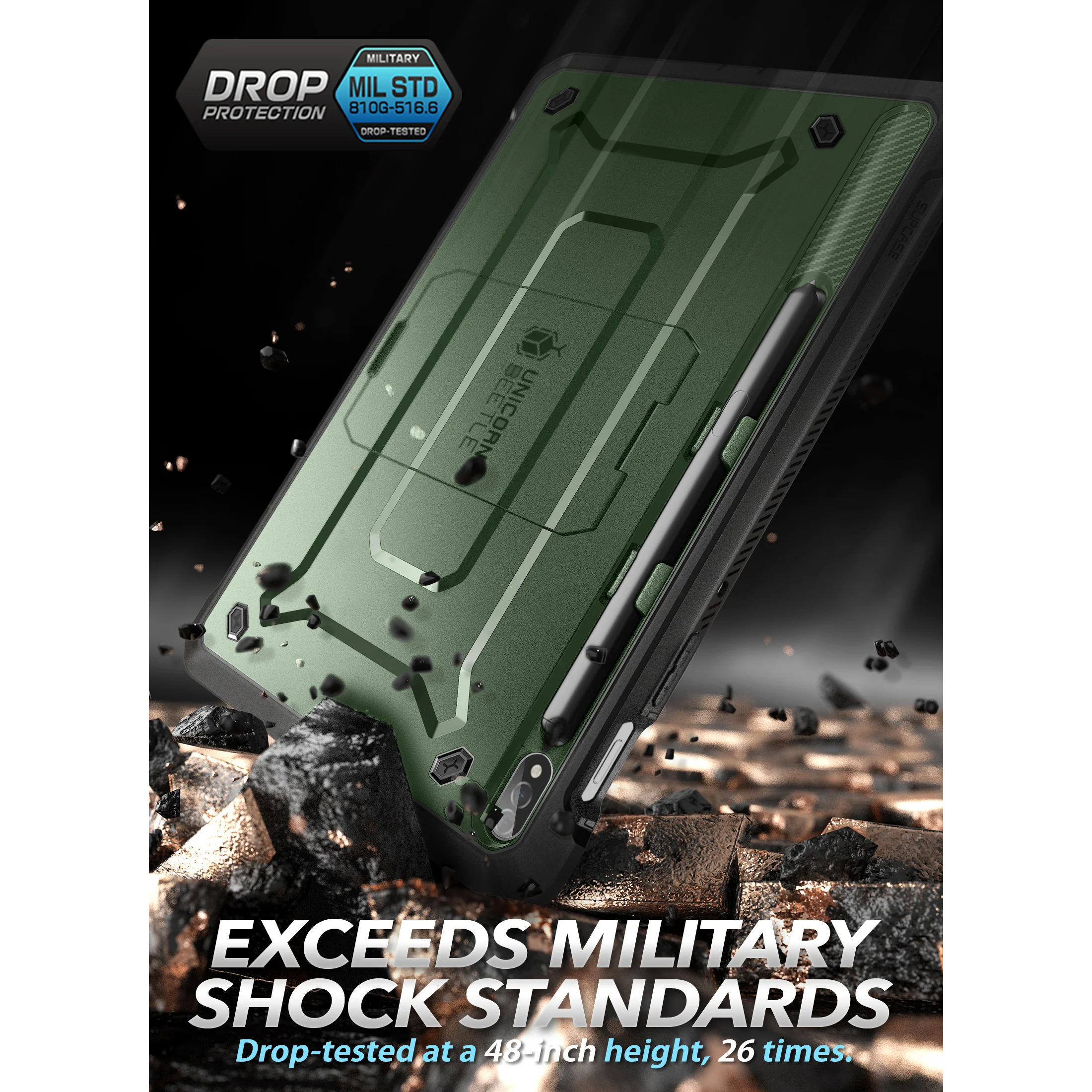 Galaxy Tab S8 Ultra (2022) Unicorn Beetle Pro Rugged Case-Dark Green - Image 6