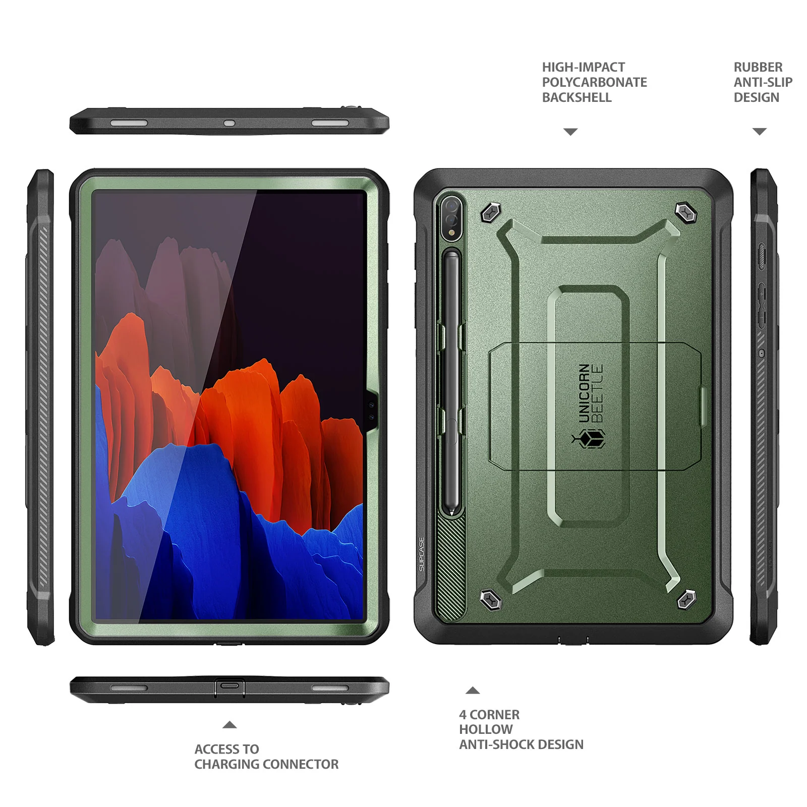 Galaxy Tab S8 Ultra (2022) Unicorn Beetle Pro Rugged Case-Dark Green - Image 8