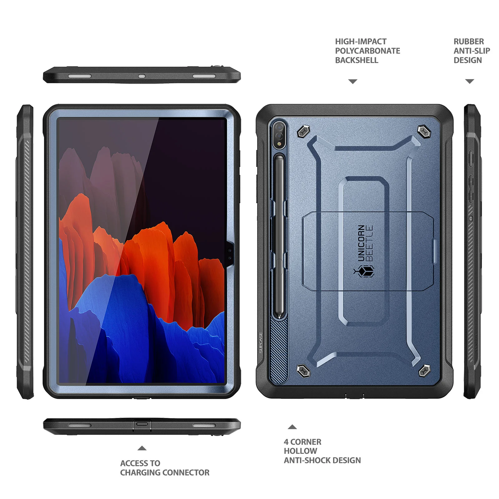Galaxy Tab S8 Ultra (2022) Unicorn Beetle Pro Rugged Case-Metallic Blue - Image 8
