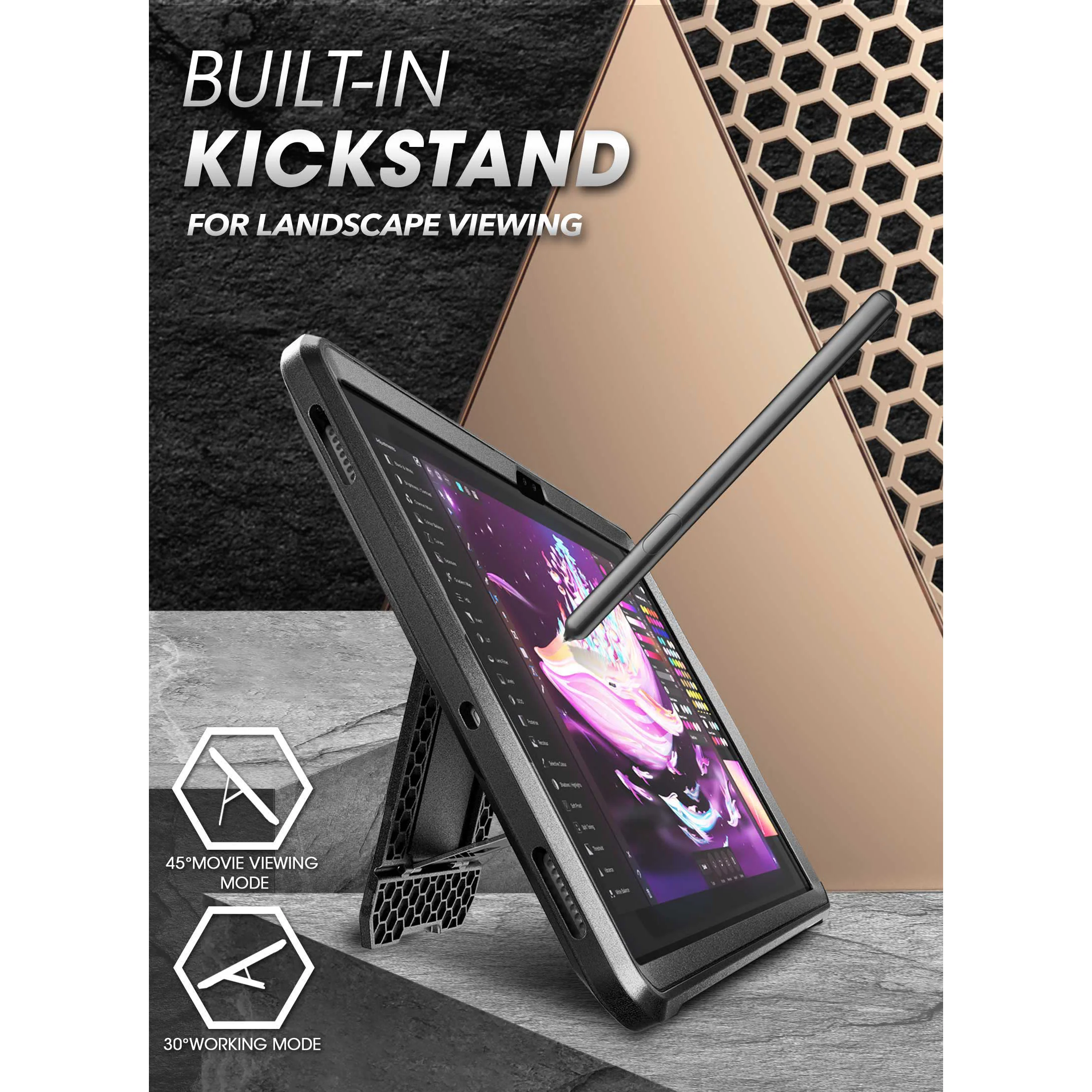 Galaxy Tab S10+ 12.4 inch (2024) Unicorn Beetle PRO Rugged Case-Black - Image 3