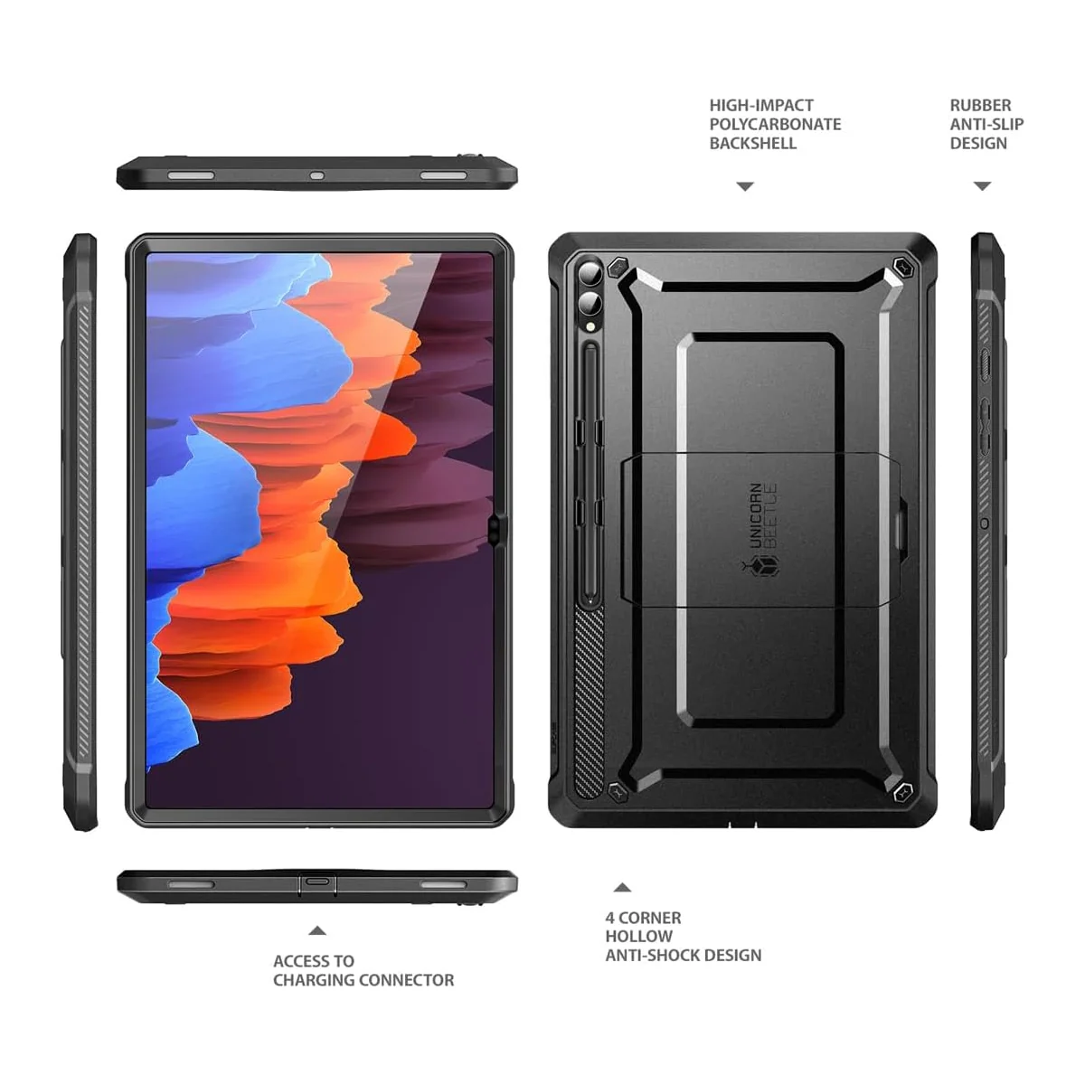 Galaxy Tab S10 Ultra (2024) Unicorn Beetle PRO Rugged Case-Black - Image 3