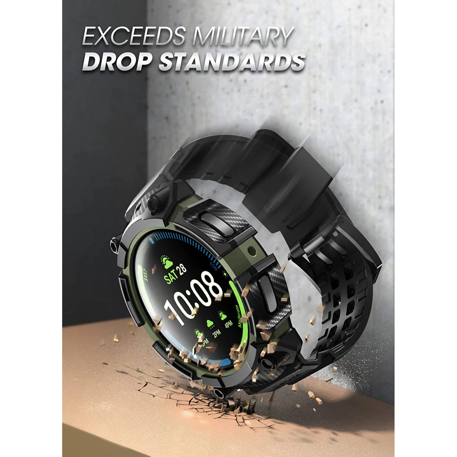 Galaxy Watch5 Pro 45mm Unicorn Beetle PRO Wristband Case-Black Green - Image 6