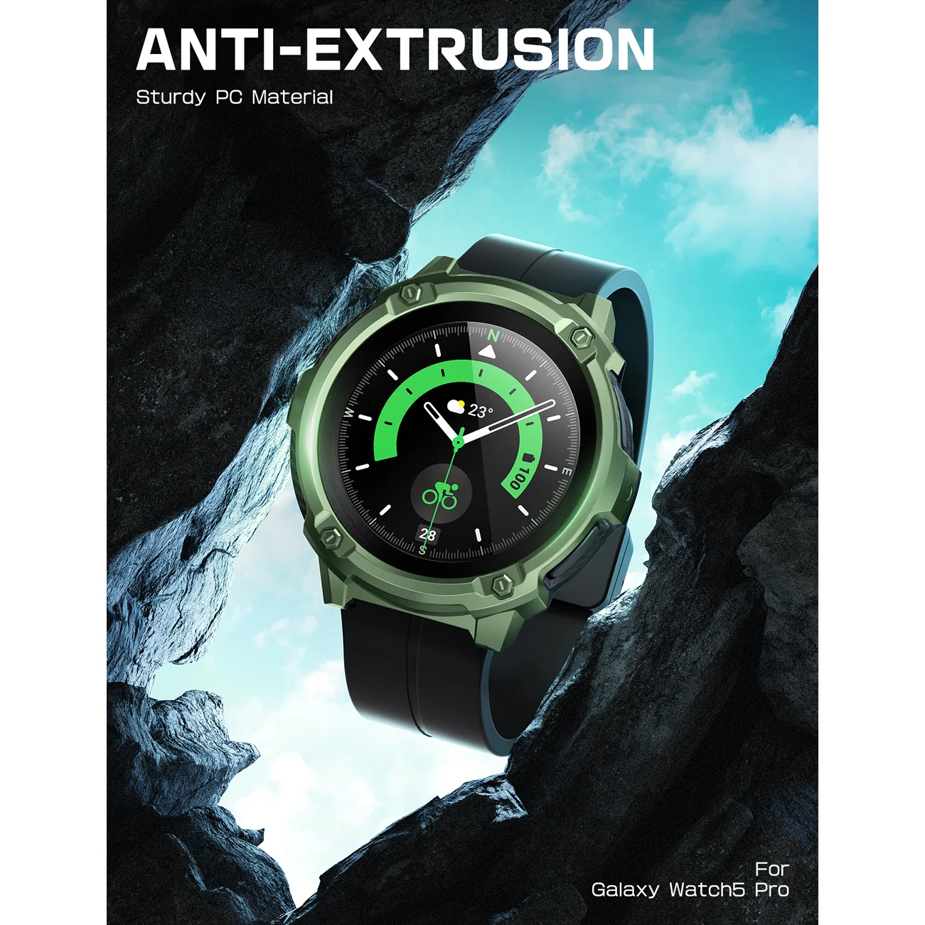 Galaxy Watch5 Pro 45mm Unicorn Beetle Rugged Case with Glass Screen Protectors-Dark Green - Image 8