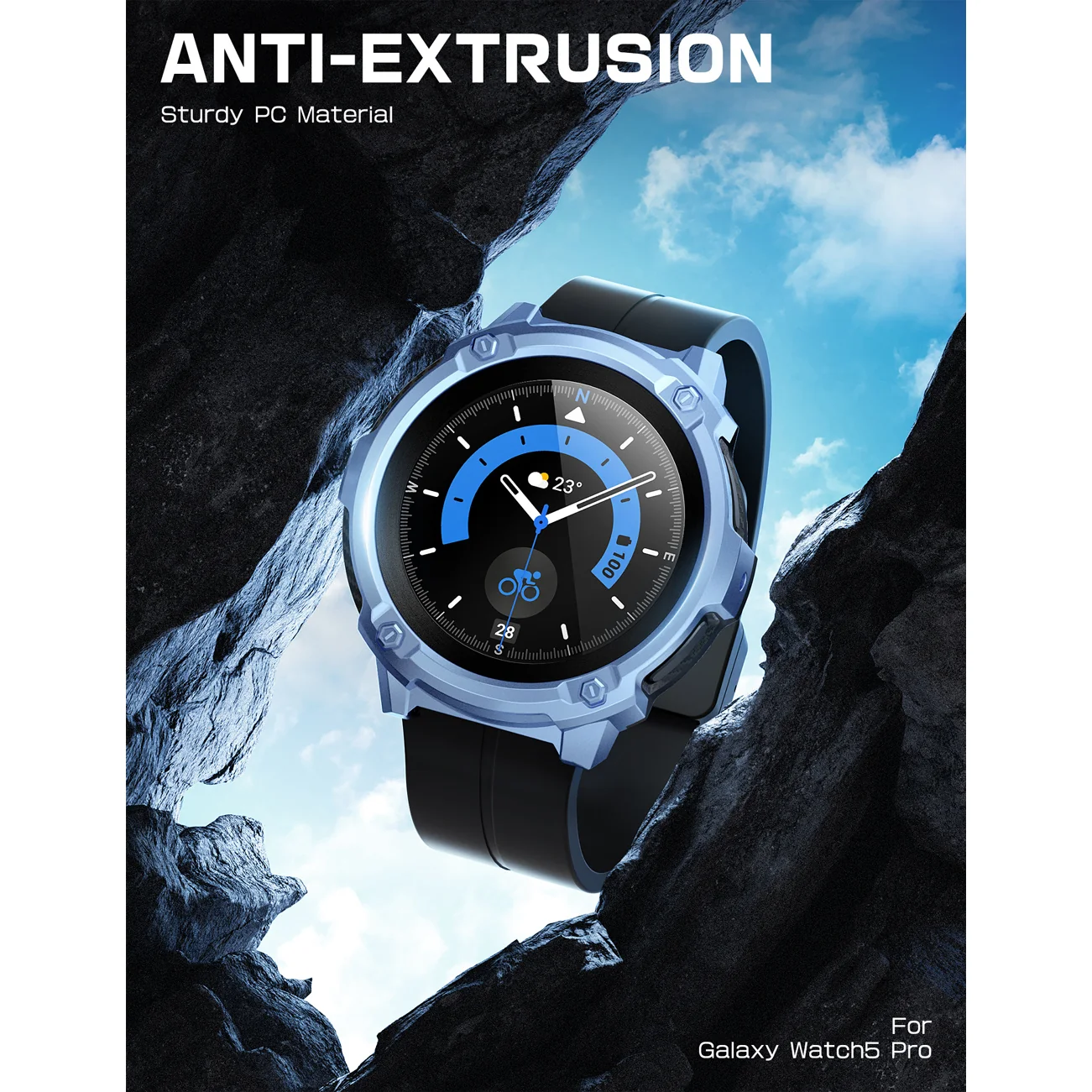 Galaxy Watch5 Pro 45mm Unicorn Beetle Rugged Case with Glass Screen Protectors-Metallic Blue - Image 8