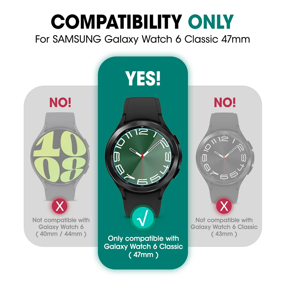 Galaxy Watch6 47mm Unicorn Beetle PRO Wristband Case with Glass Screen Protectors(open box)-Black - Image 2