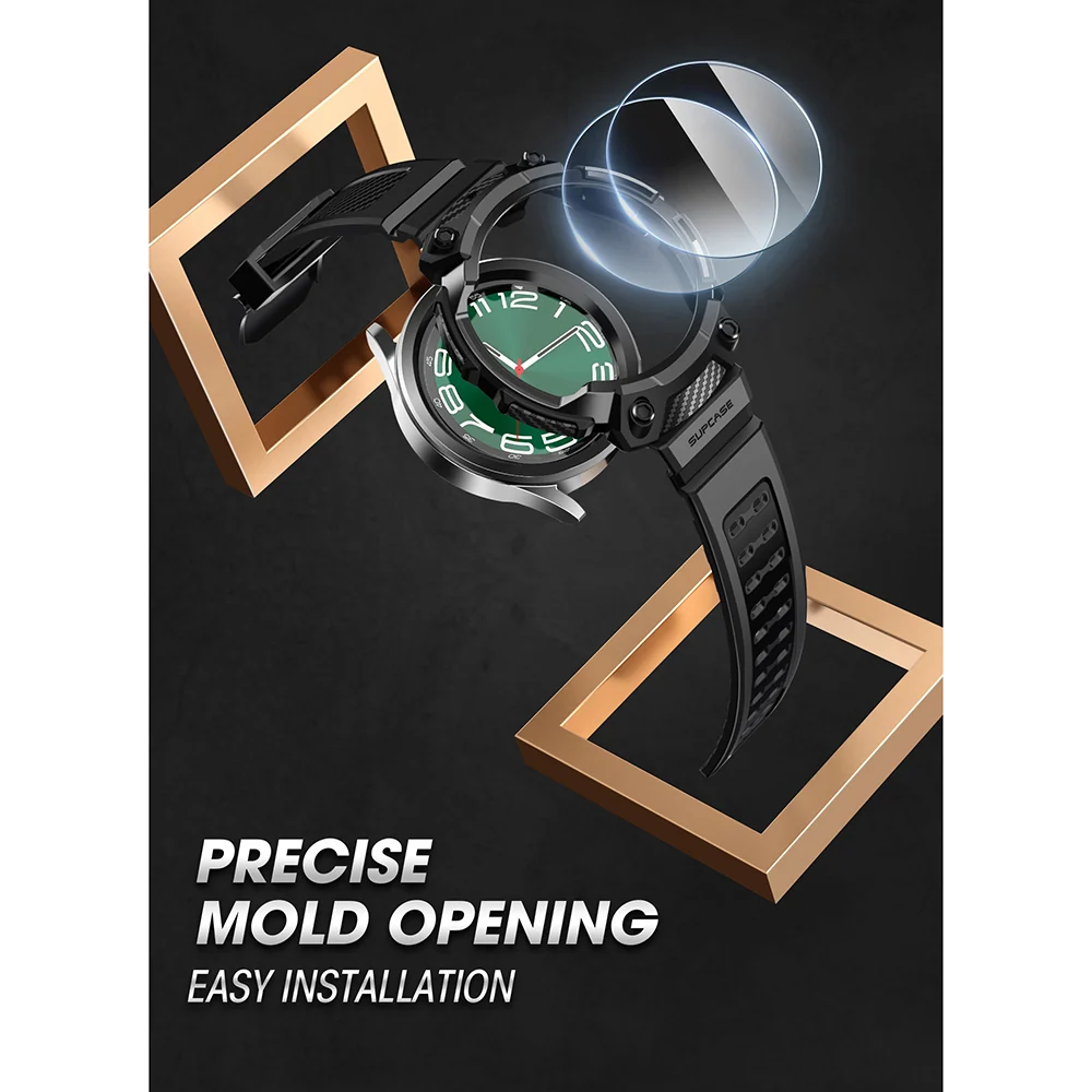 Galaxy Watch6 47mm Unicorn Beetle PRO Wristband Case with Glass Screen Protectors(open box)-Black - Image 6