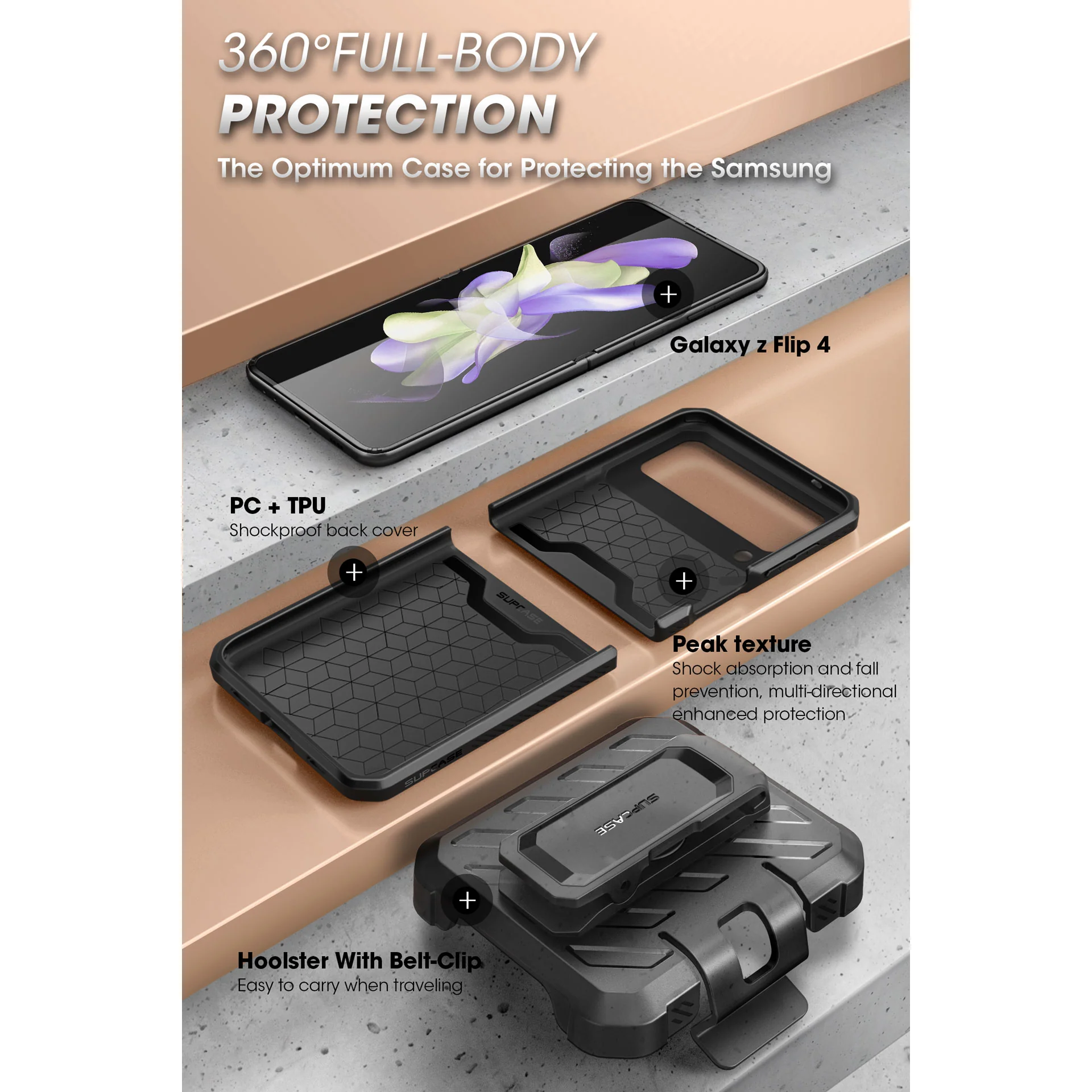 Galaxy Z Flip4 Unicorn Beetle PRO Rugged Case with Belt Clip-Metallic Purple - Image 6