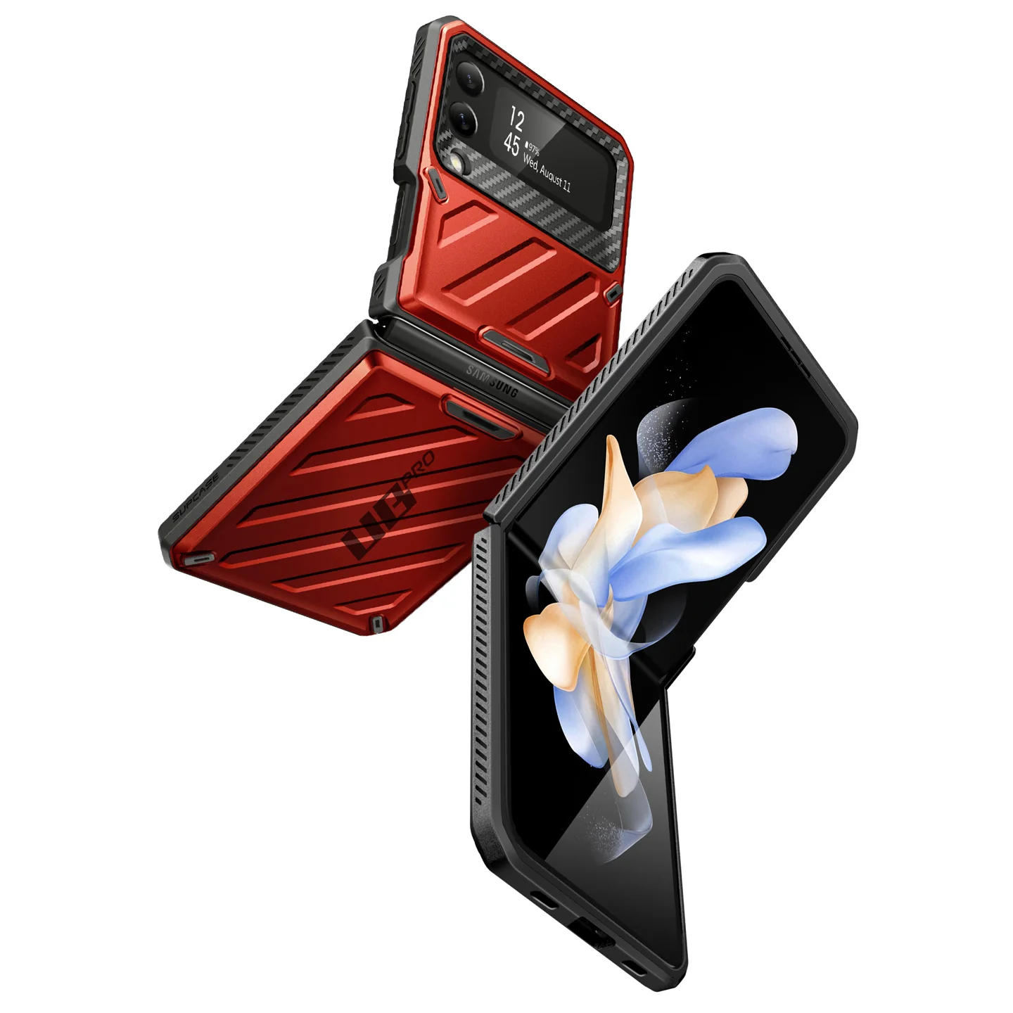 Galaxy Z Flip4 Unicorn Beetle PRO Rugged Case with Belt Clip-Metallic Red - Image 3