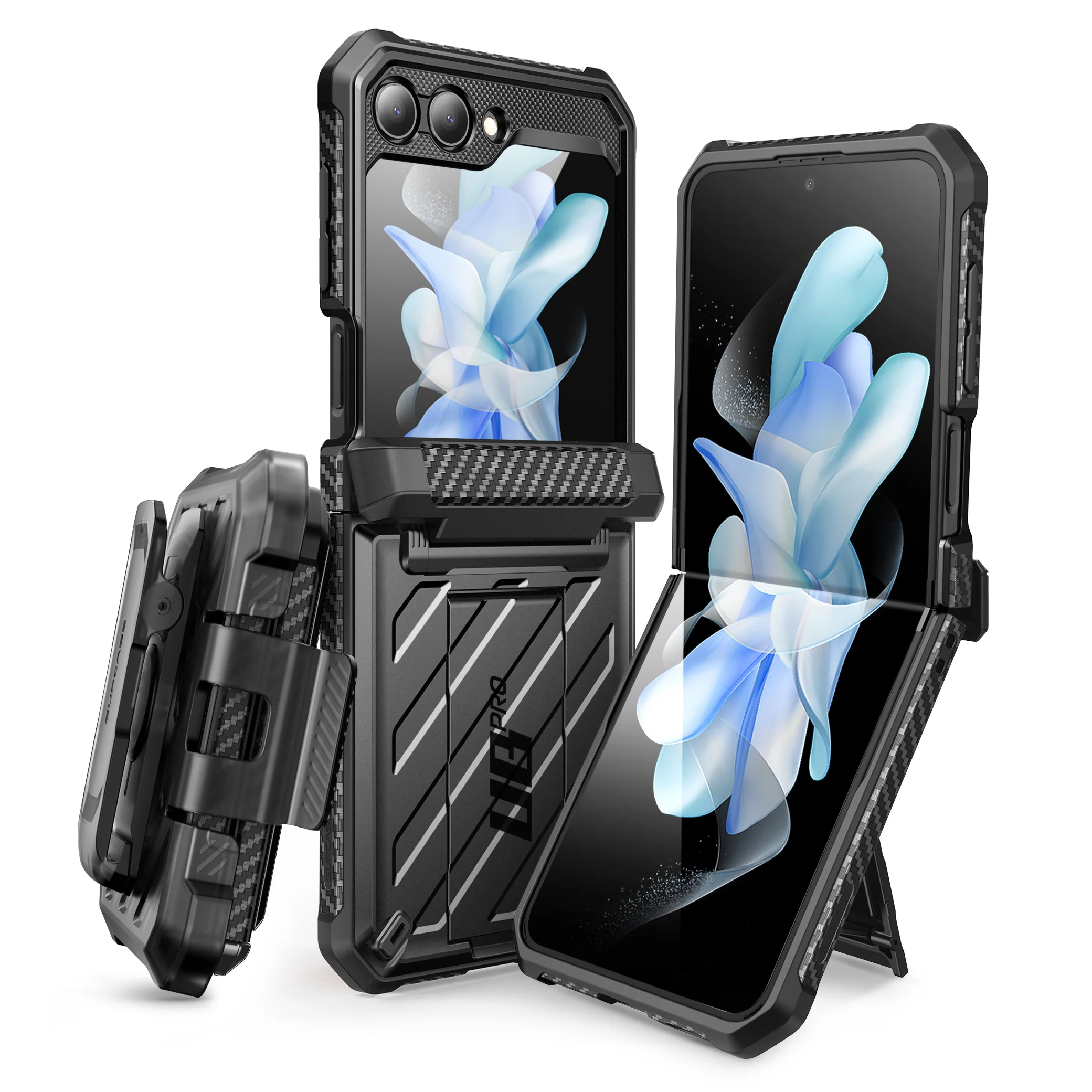Galaxy Z Flip5 Unicorn Beetle PRO Rugged Case with Belt Clip(open box)-Black - Image 2