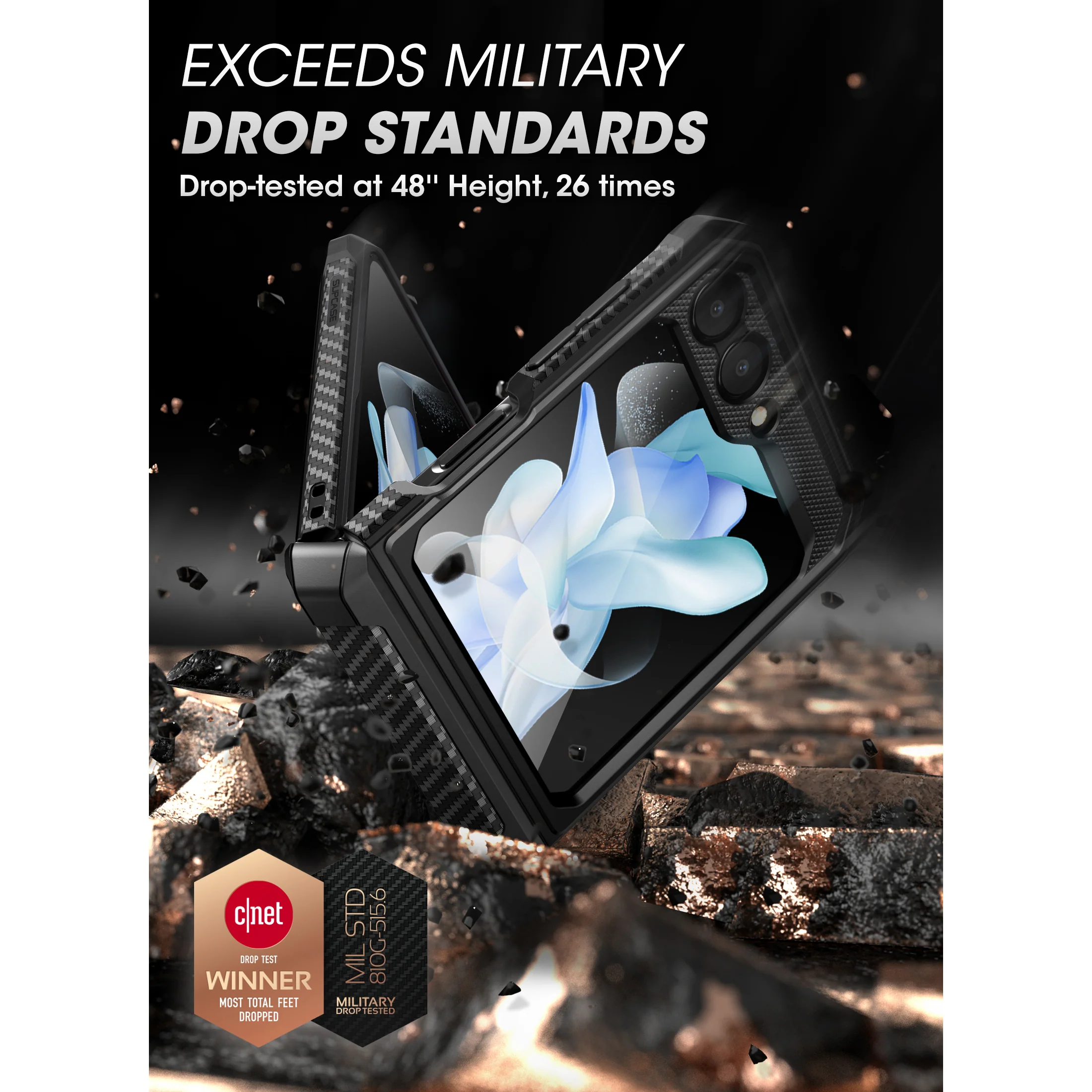 Galaxy Z Flip5 Unicorn Beetle PRO Rugged Case with Belt Clip(open box)-Black - Image 4
