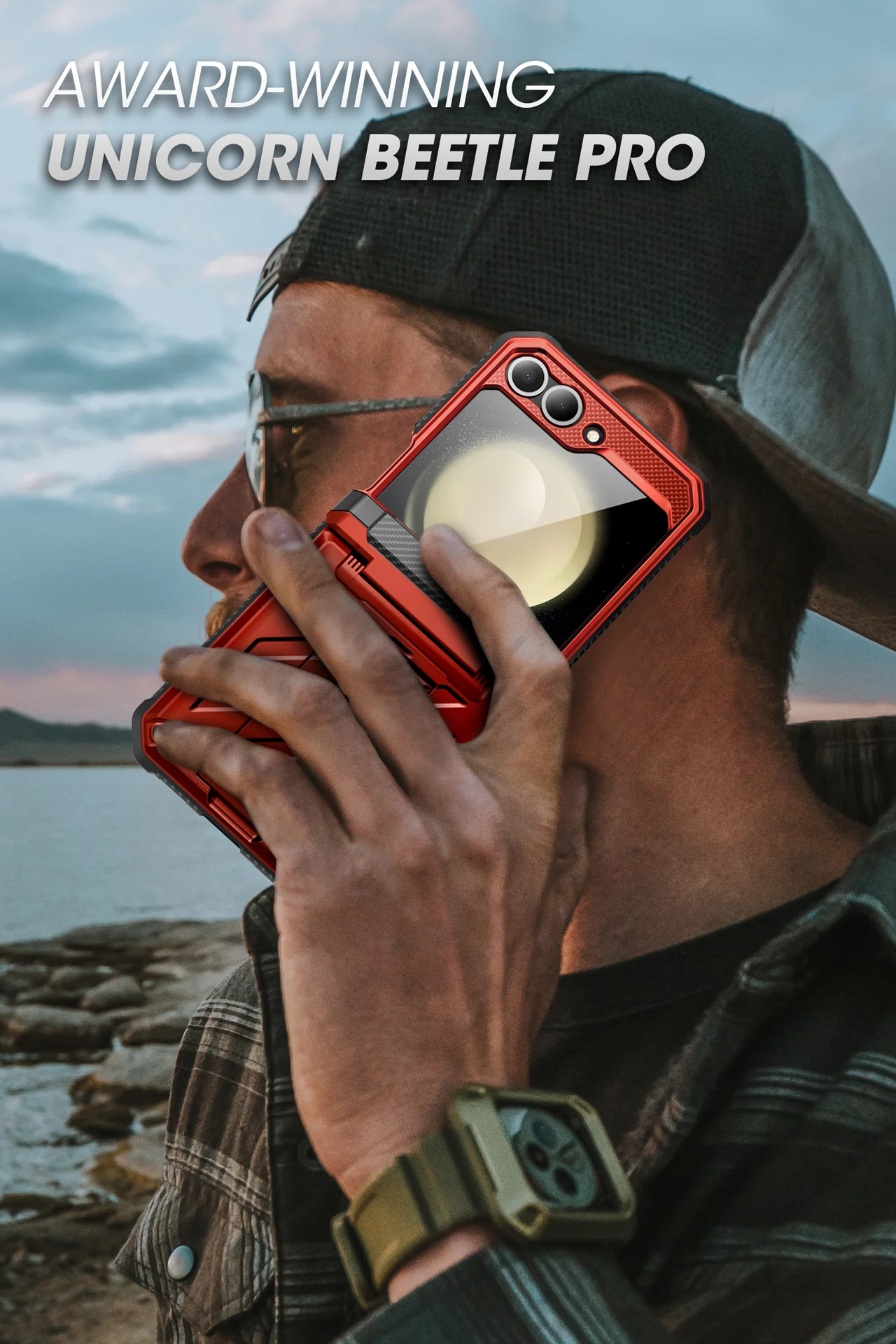Galaxy Z Flip6 Unicorn Beetle PRO Rugged Case with Belt Clip-Metallic Red - Image 7