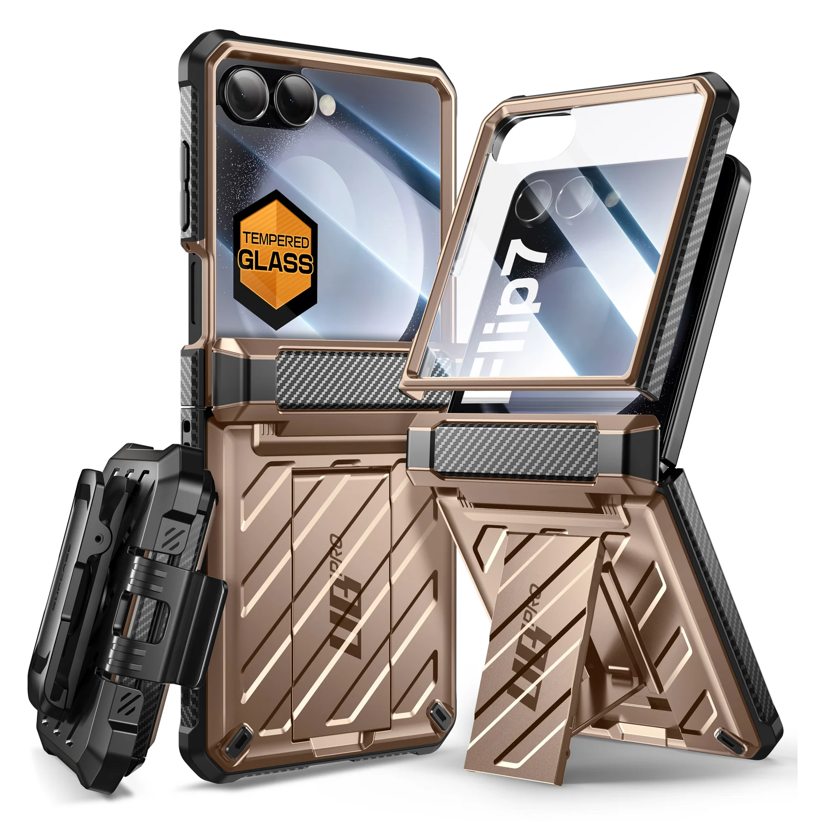 Galaxy Z Flip7 Unicorn Beetle PRO Rugged Case with Belt Clip(open box)-Gold - Image 2