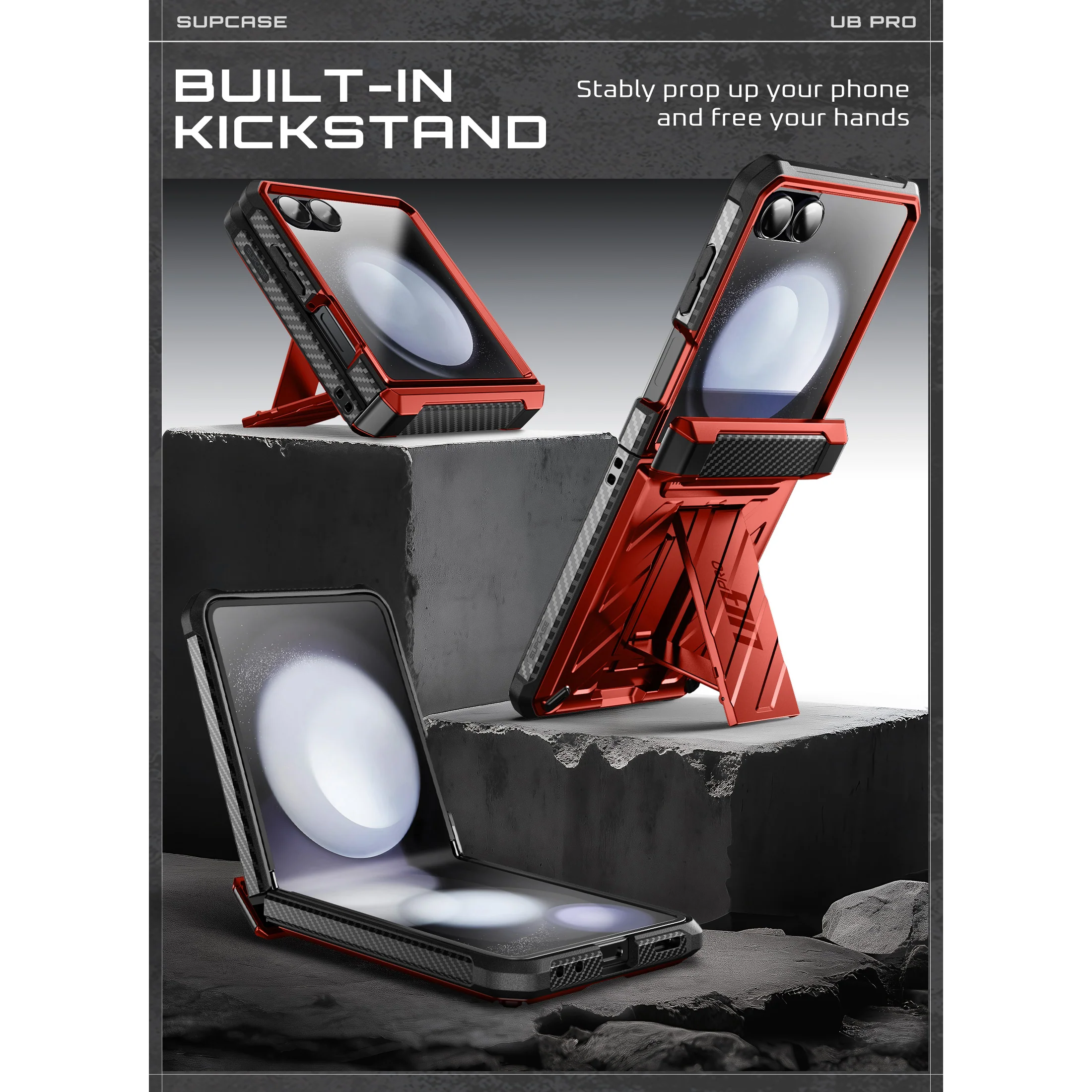 Galaxy Z Flip7 Unicorn Beetle PRO Rugged Case with Belt Clip-Metallic Red - Image 4