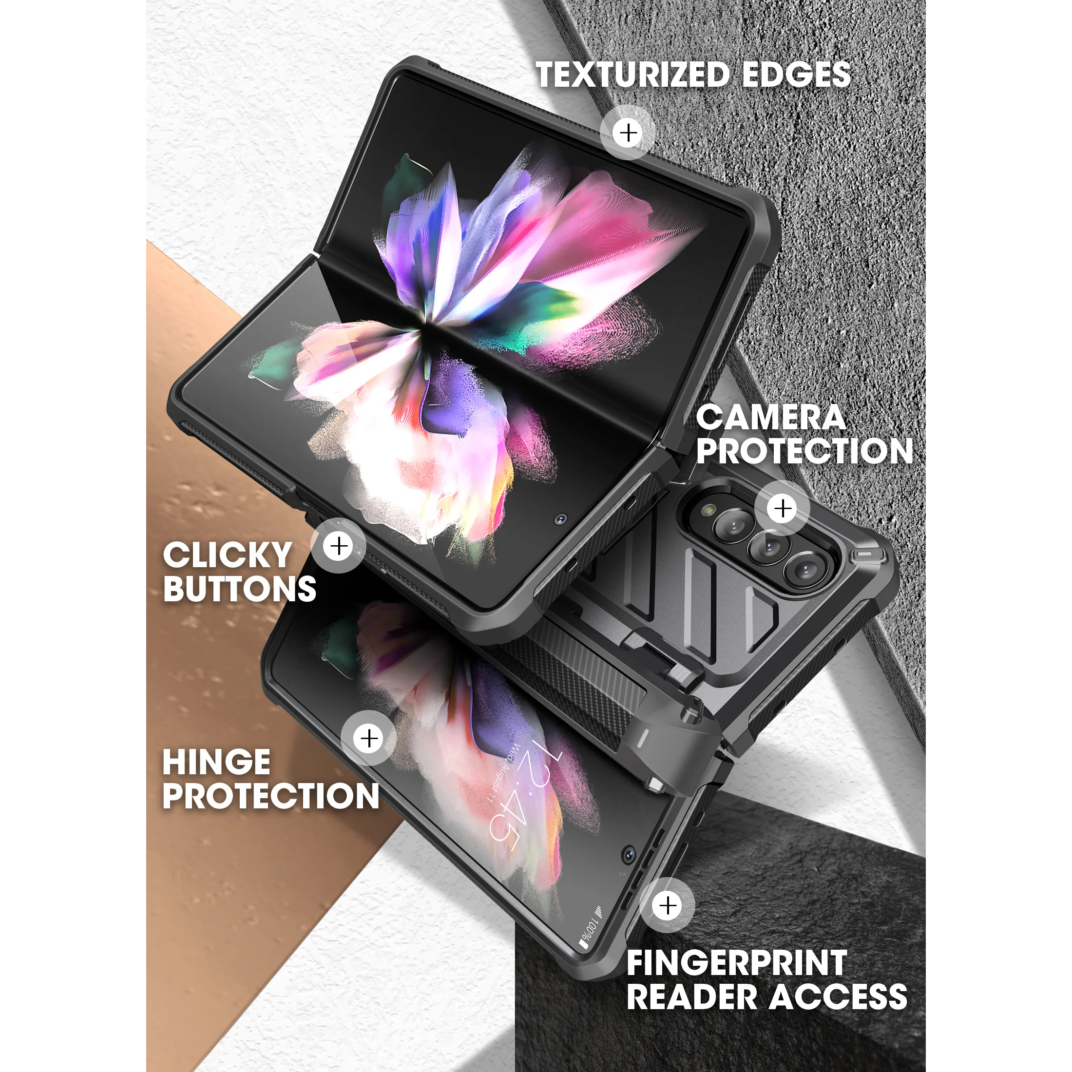Galaxy Z Fold3 Unicorn Beetle PRO Rugged Case with S-Pen Holder-Black - Image 8