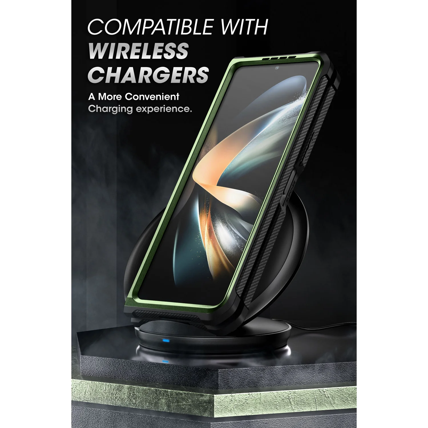 Galaxy Z Fold4 Unicorn Beetle Kickstand Case with Screen Protector-Dark Green - Image 9