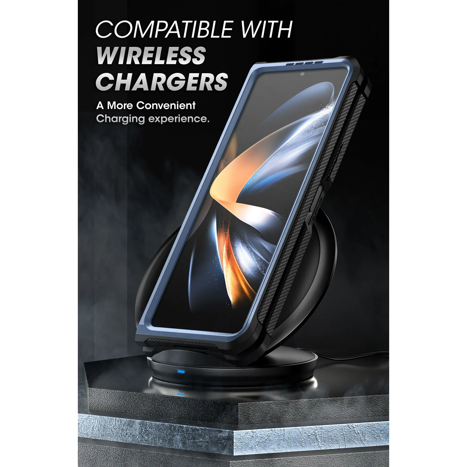 Galaxy Z Fold4 Unicorn Beetle Kickstand Case with Screen Protector-Metallic Blue - Image 9
