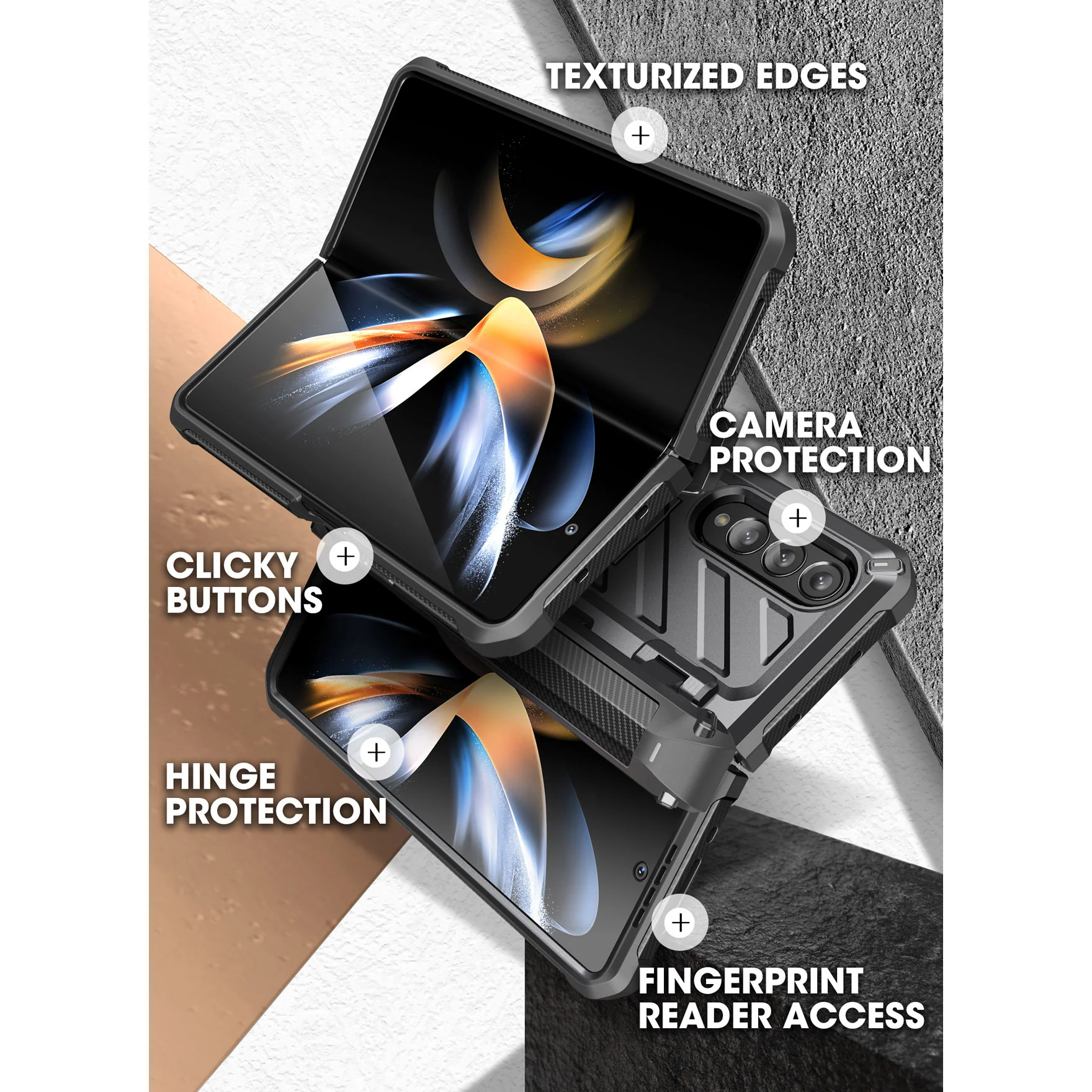 Galaxy Z Fold4 Unicorn Beetle PRO Rugged Case with S-Pen Holder-Black - Image 8