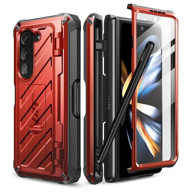 Galaxy Z Fold5 Unicorn Beetle PRO Rugged Case with S-Pen Holder(open box)-Metallic Red - Image 5