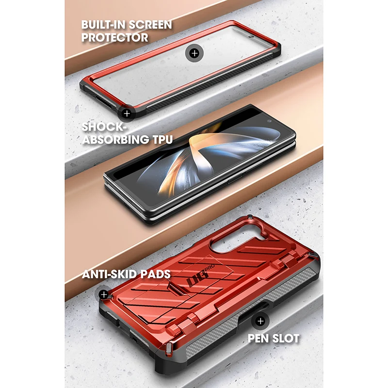 Galaxy Z Fold5 Unicorn Beetle PRO Rugged Case with S-Pen Holder(open box)-Metallic Red - Image 8