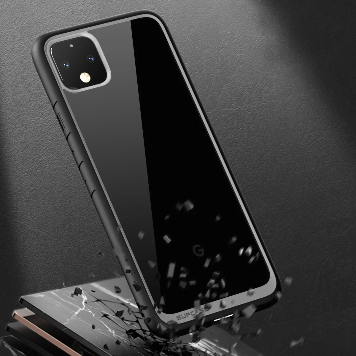 Google Pixel 4 Unicorn Beetle Style Clear Case-Black - Image 2
