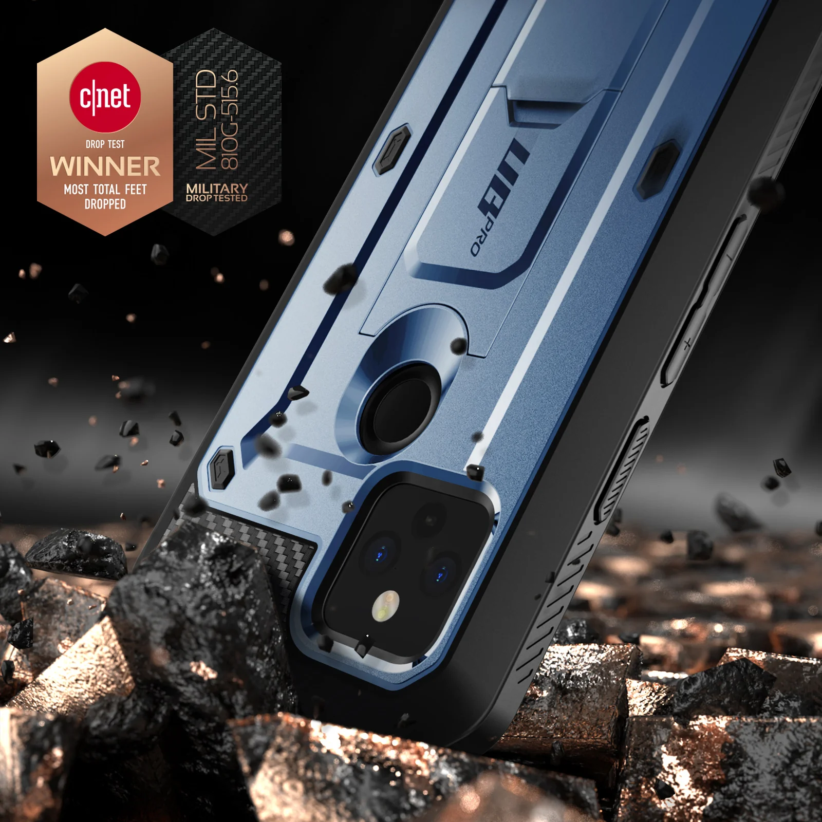 Google Pixel 4a 5G (2020) Unicorn Beetle PRO Rugged Holster Case-Metallic Blue - Image 4