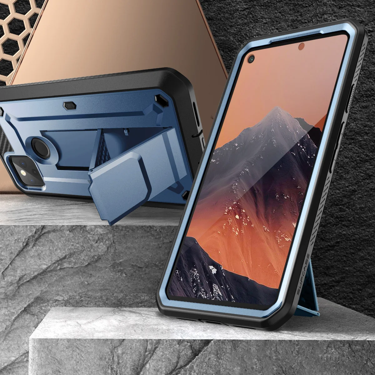 Google Pixel 4a 5G (2020) Unicorn Beetle PRO Rugged Holster Case-Metallic Blue - Image 5