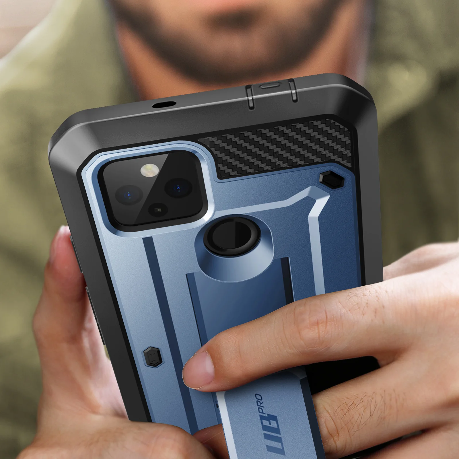 Google Pixel 4a 5G (2020) Unicorn Beetle PRO Rugged Holster Case-Metallic Blue - Image 7