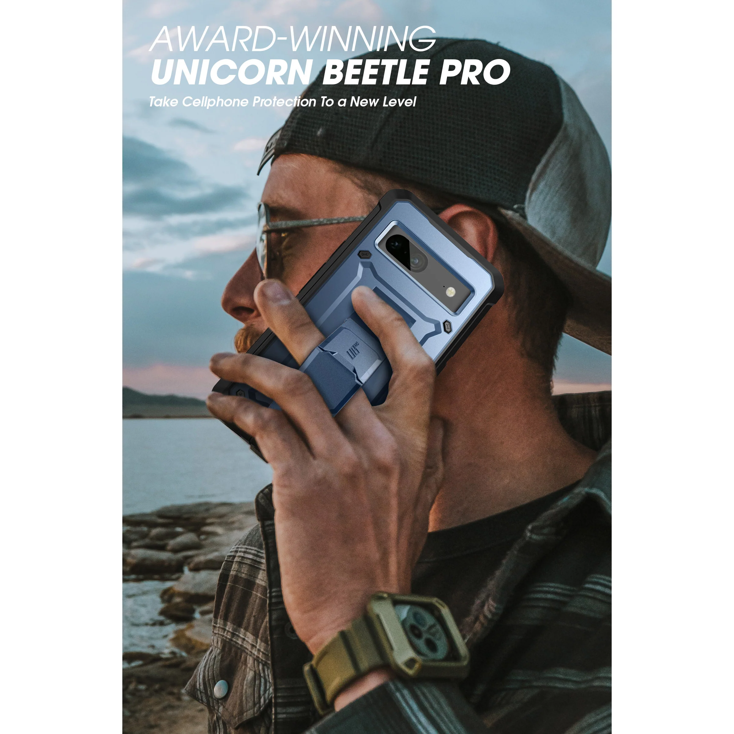Google Pixel 7 Unicorn Beetle PRO Rugged Holster Case-Metallic Blue - Image 10