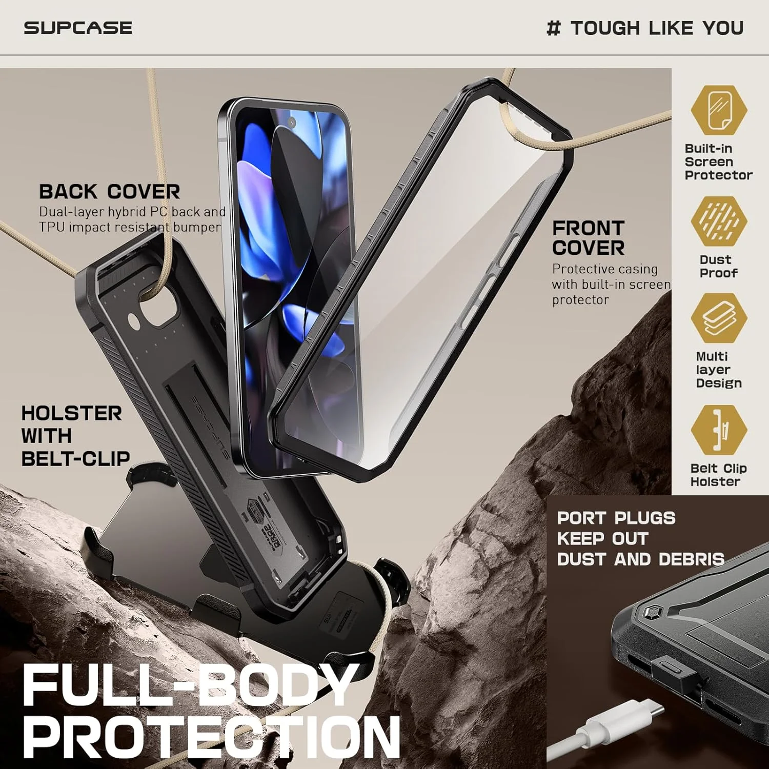Google Pixel 9a Unicorn Beetle PRO Rugged Phone Case-Black - Image 4