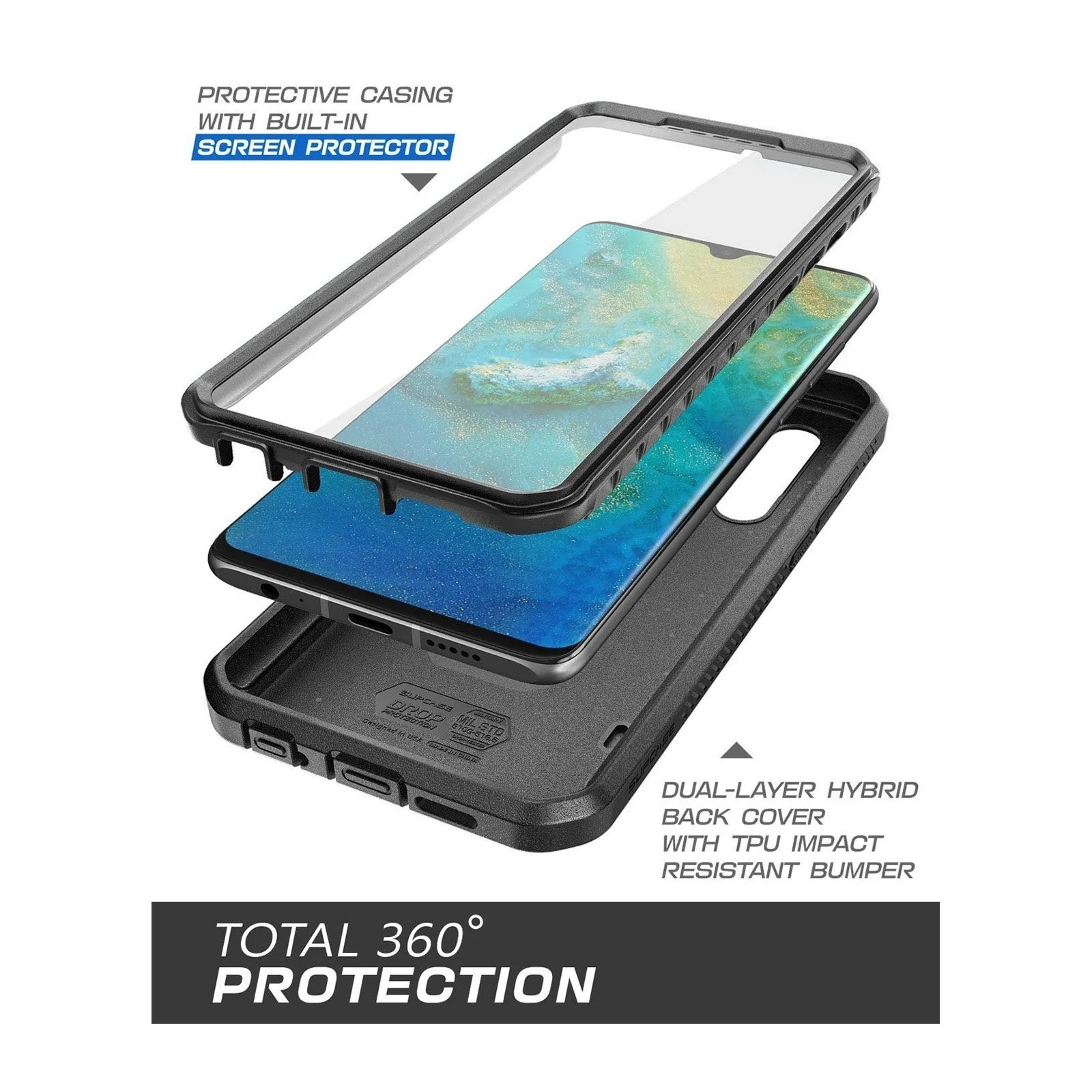 Huawei P30 Unicorn Beetle Pro Rugged Holster Case-Black - Image 3